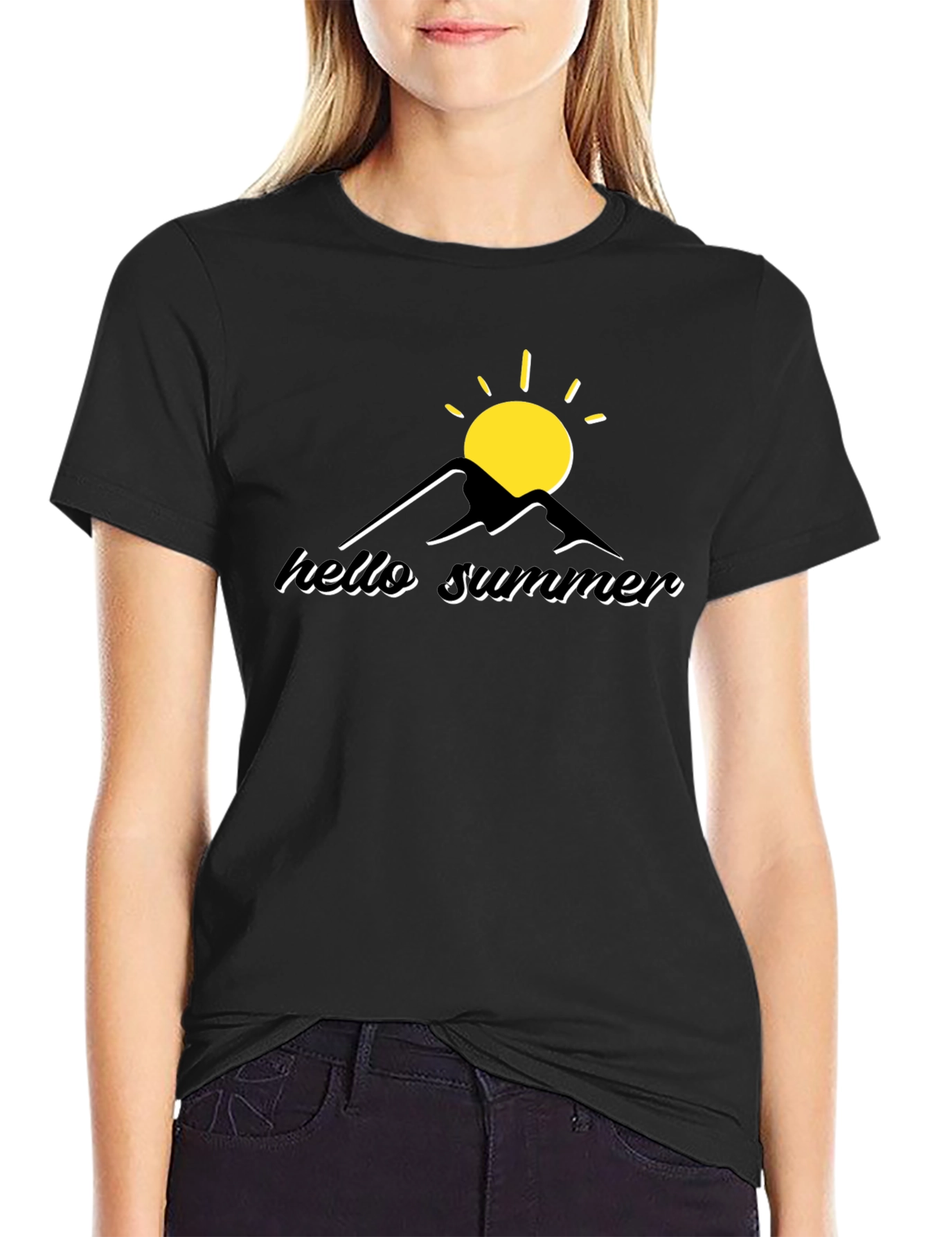 Black Hello Summer Graphic Tee - Black view 2