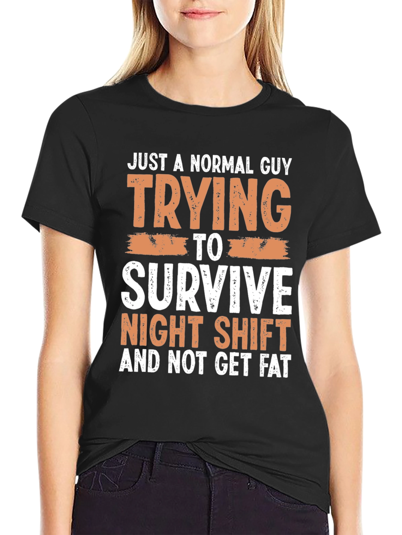 Black Normal Guy Night Shift T-Shirt view 2