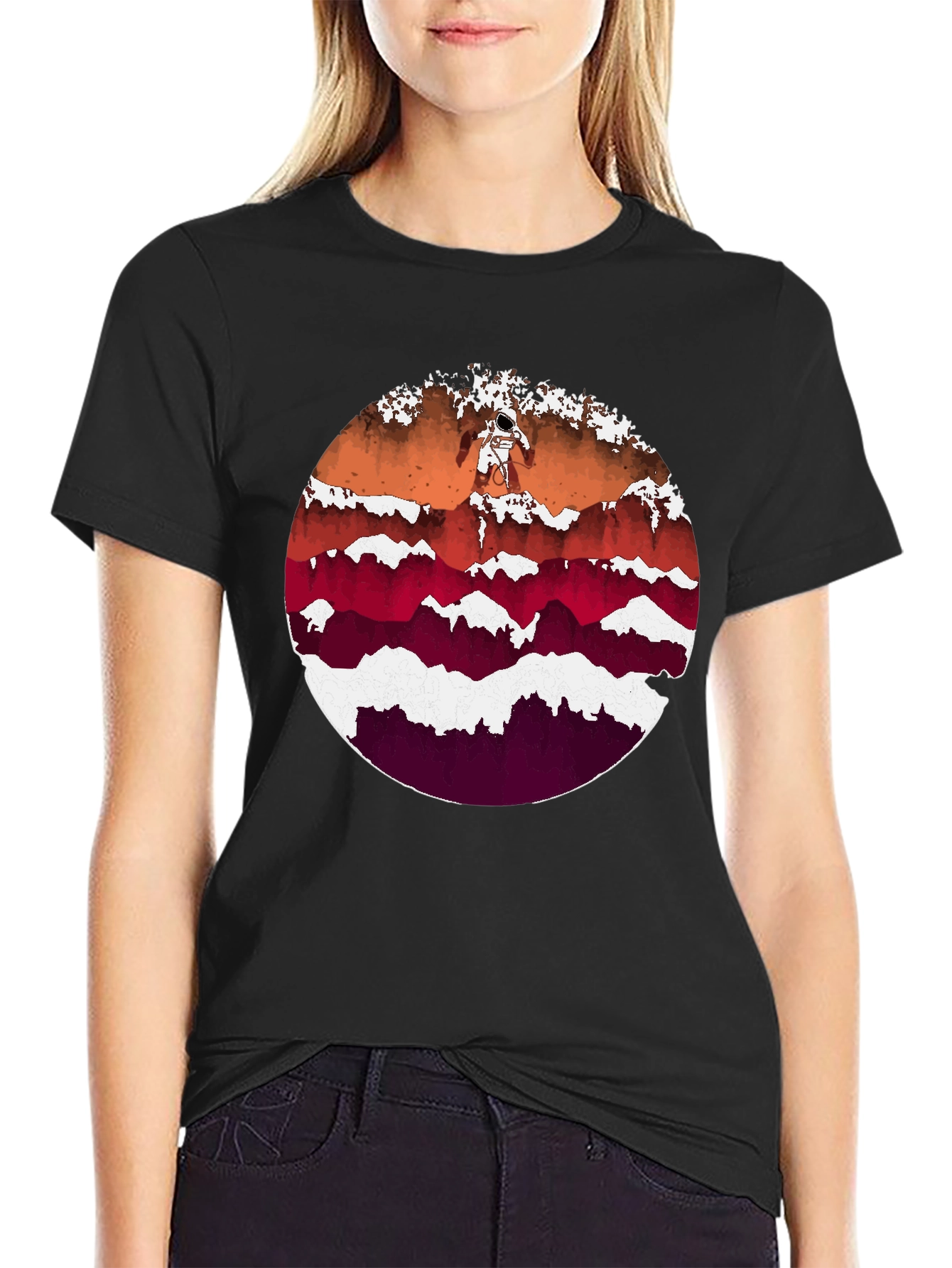 Astronaut Mountainscape Graphic Tee - Black - 2
