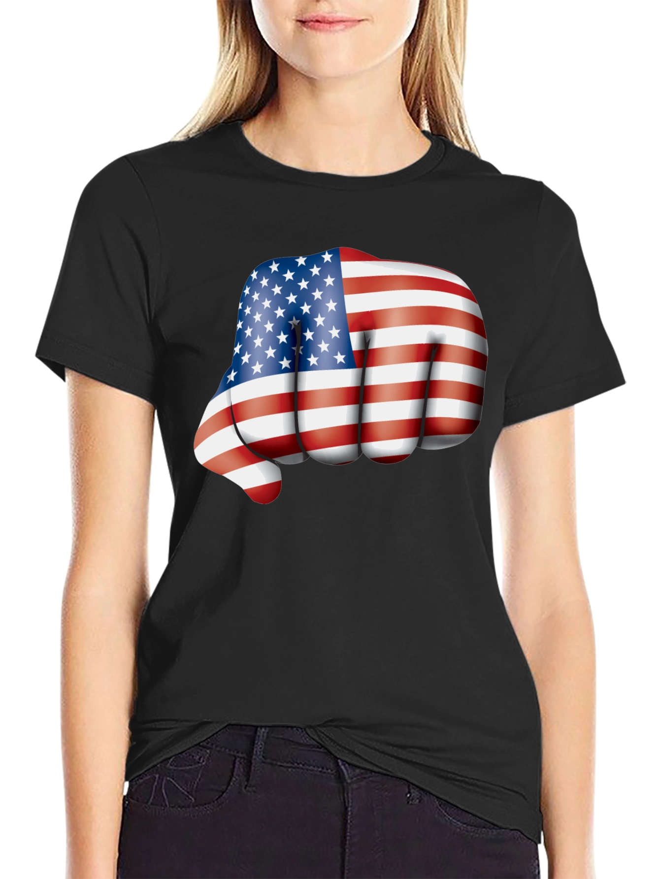 Black Patriotic Fist Bump Graphic T-Shirt view 2