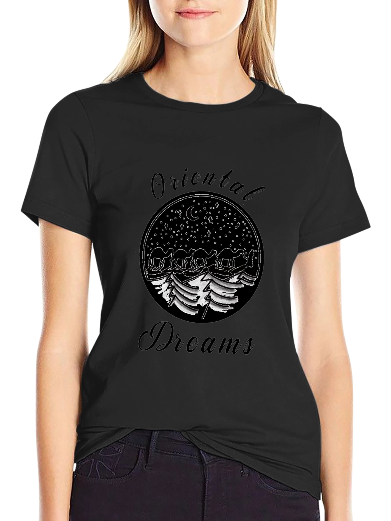 Black Oriental Dreams Graphic T-Shirt view 2