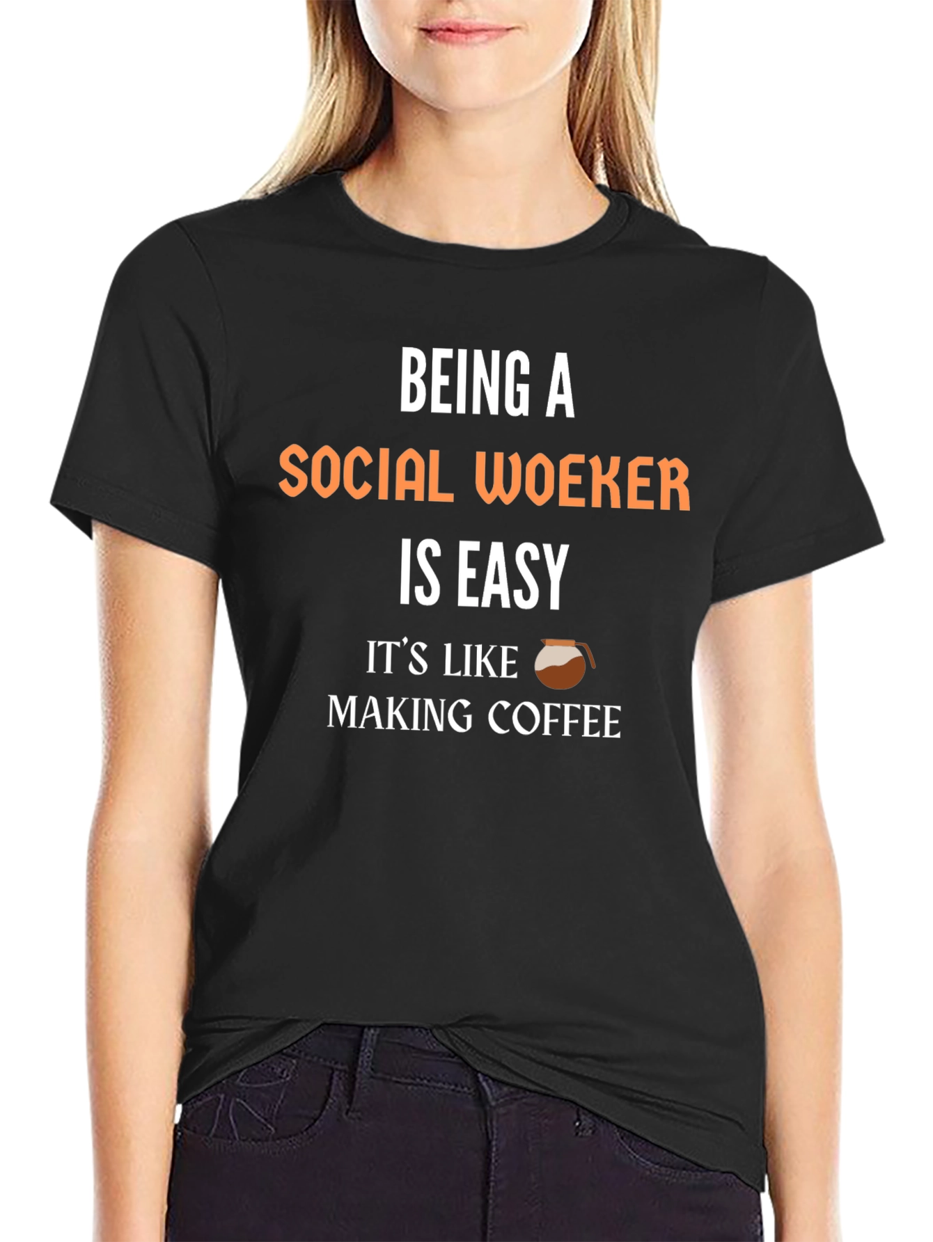 Black Social Worker Coffee T-Shirt - Easy Job! view 2