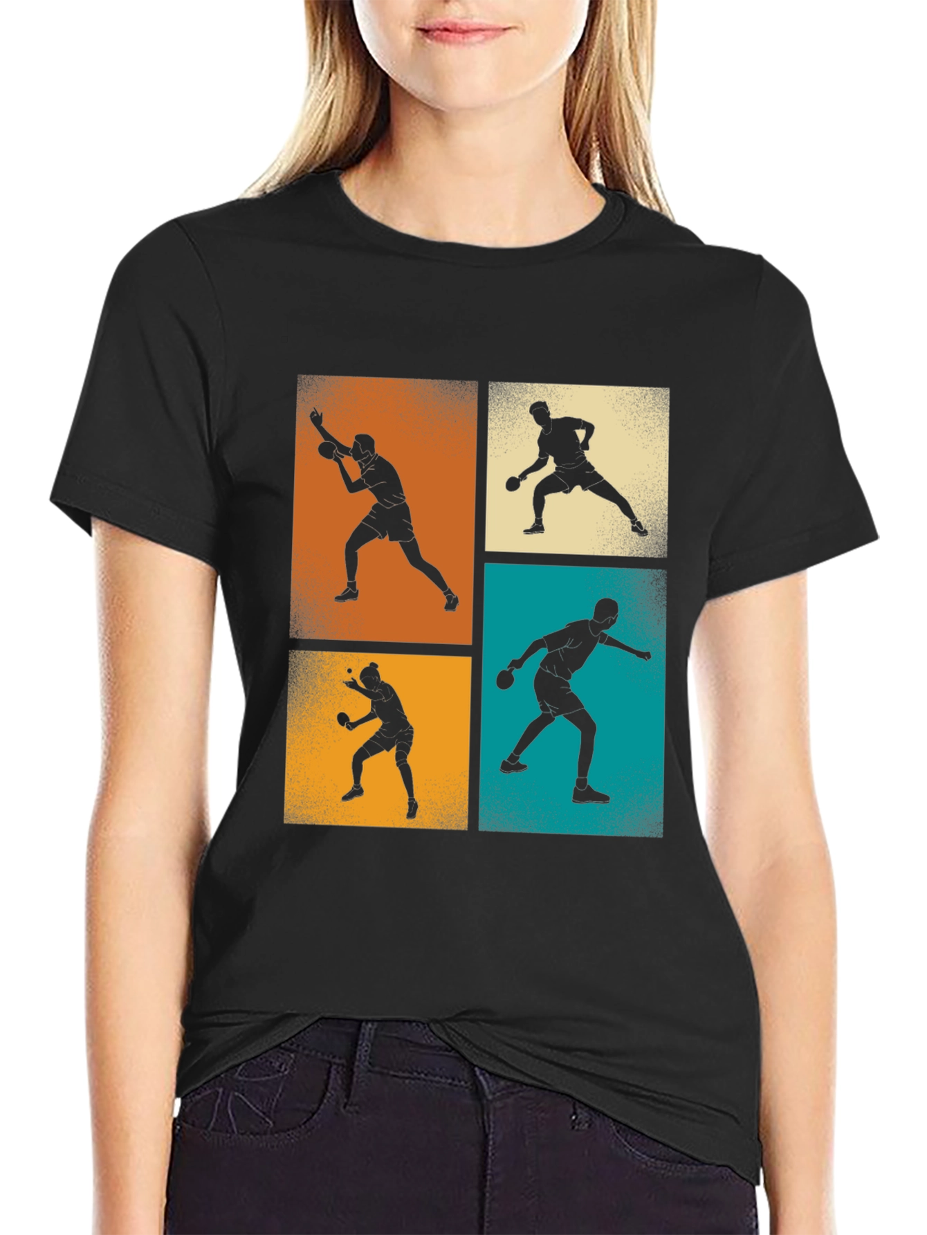 Black Retro Table Tennis T-Shirt view 2