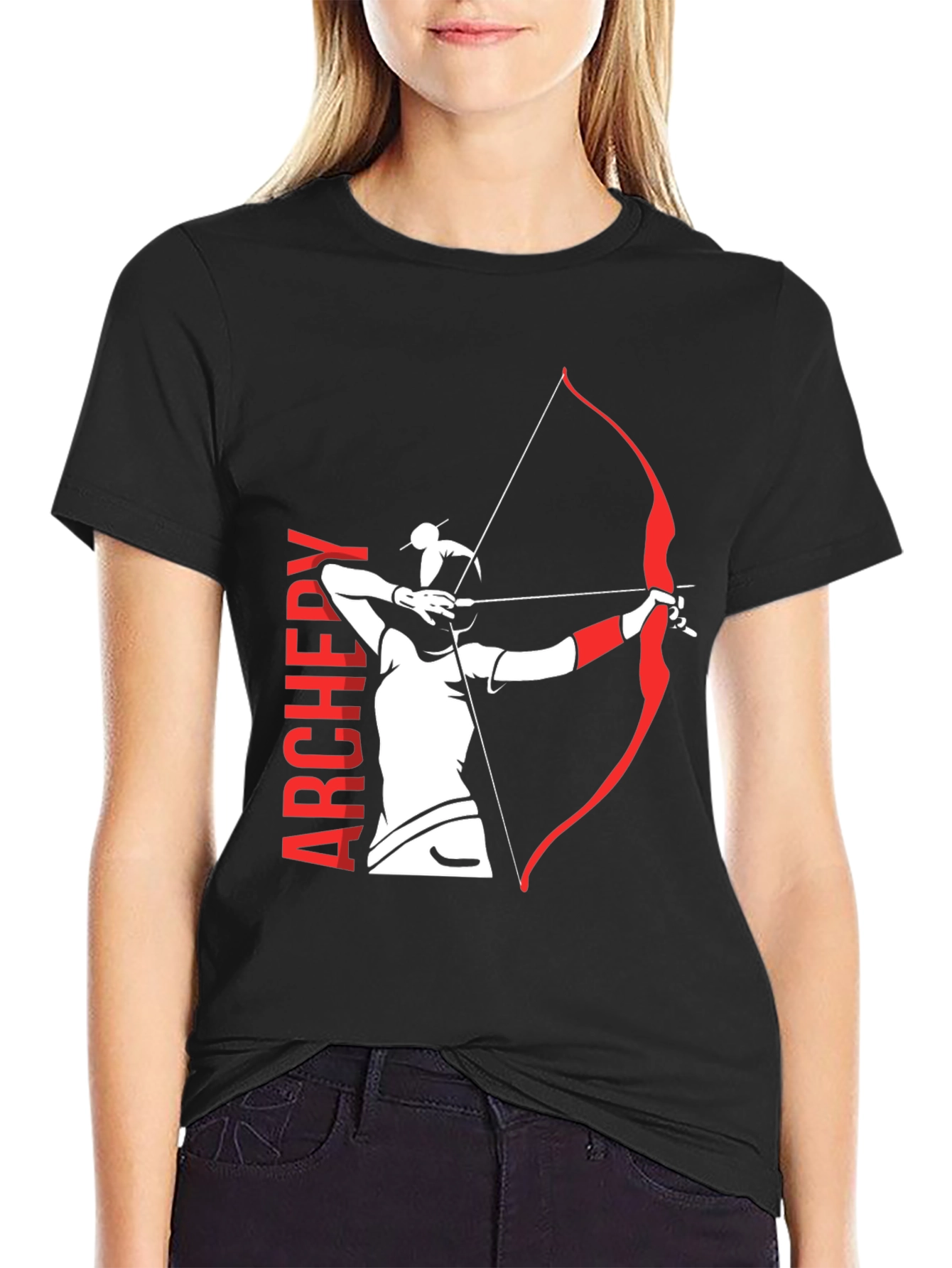 Black Archery Bow T-Shirt - Black Cotton Tee view 2