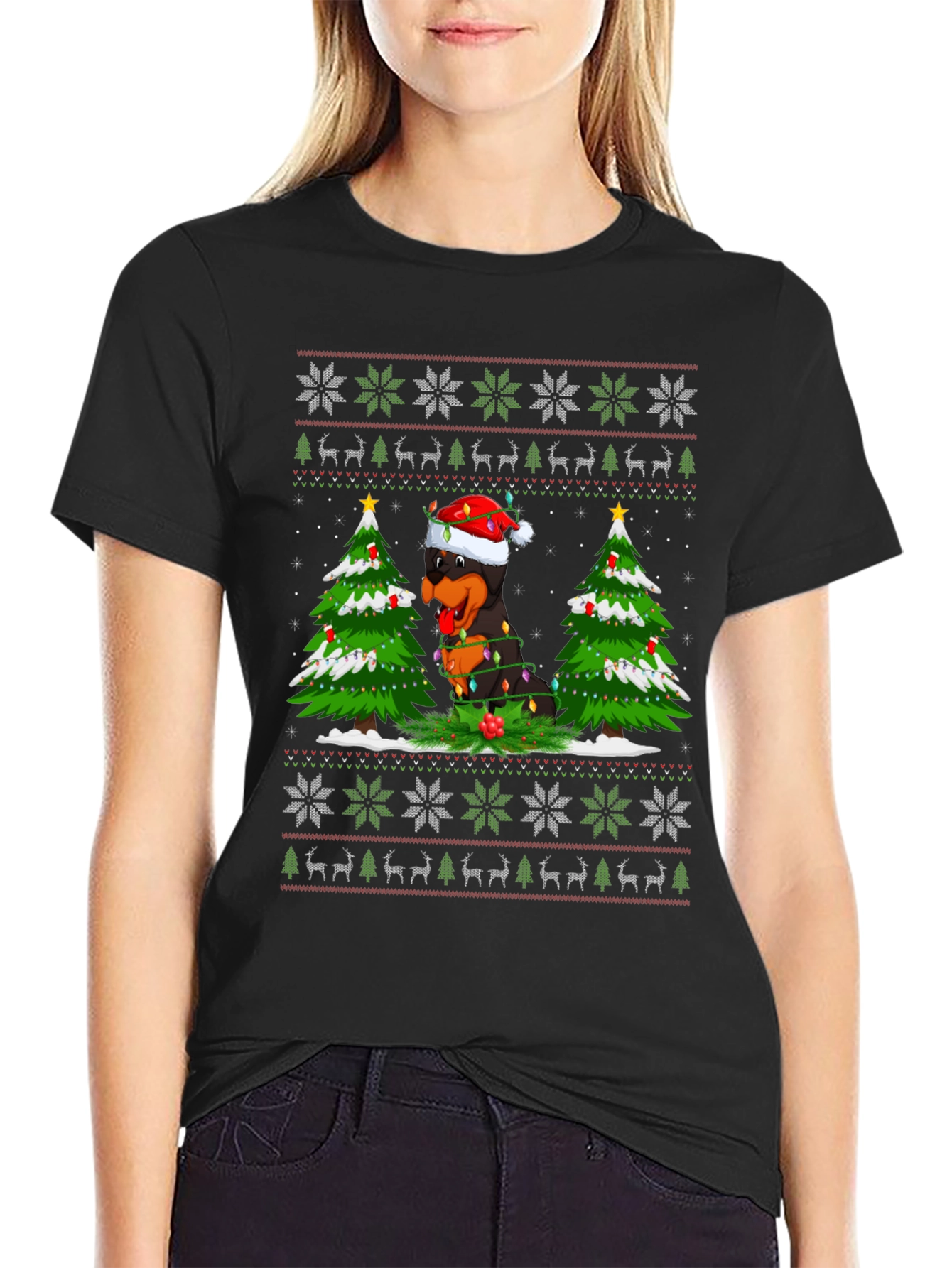 Rottweiler Christmas Sweater T-Shirt - 2