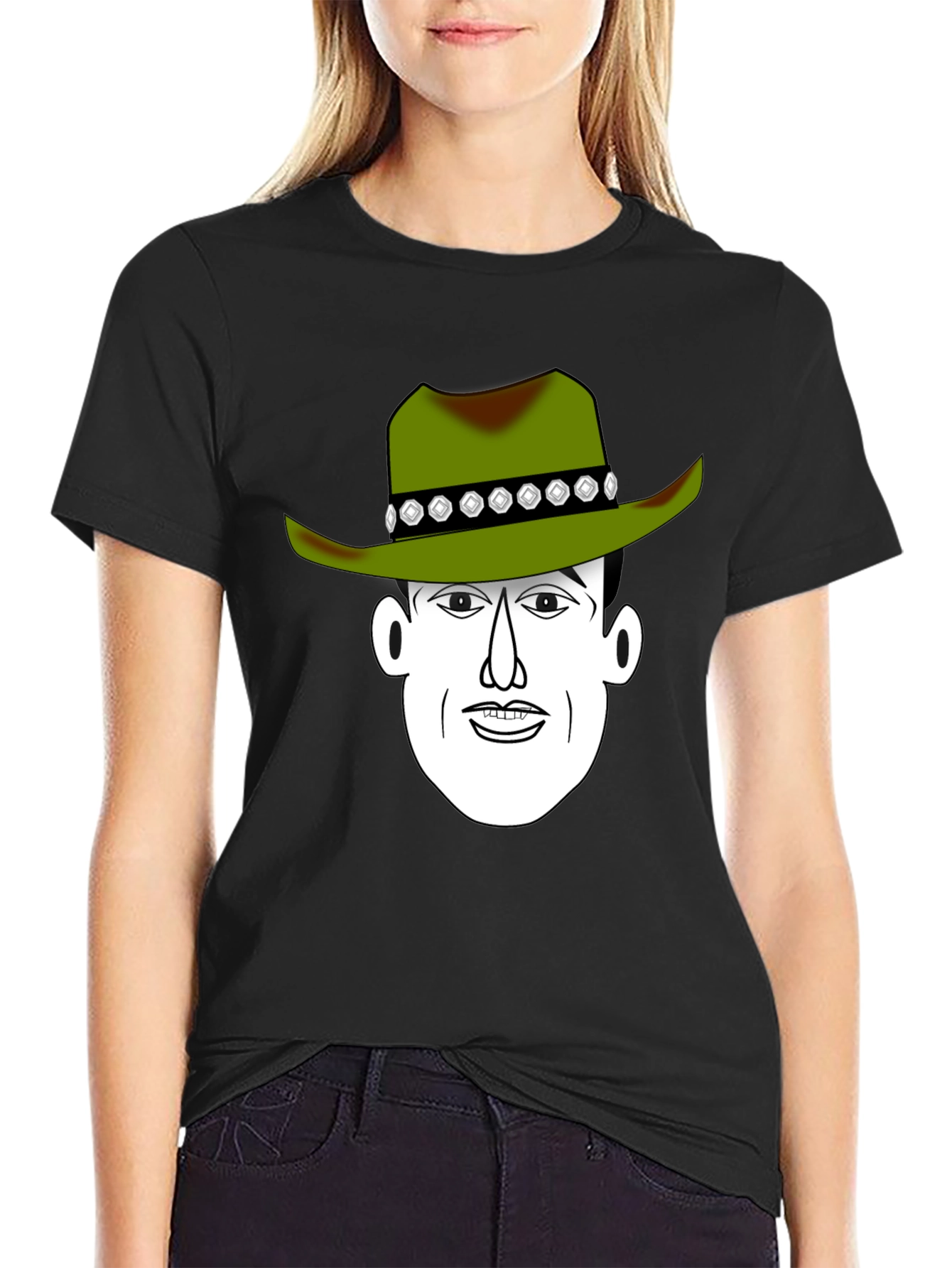 Black Cartoon Cowboy Graphic Tee view 2
