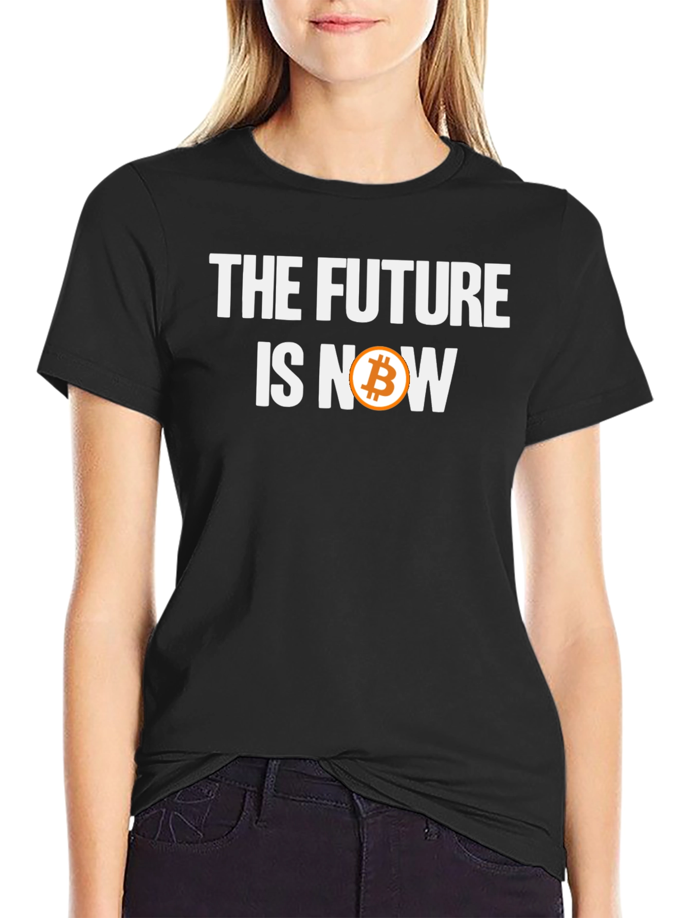 Black Bitcoin Future is Now Graphic Tee view 2