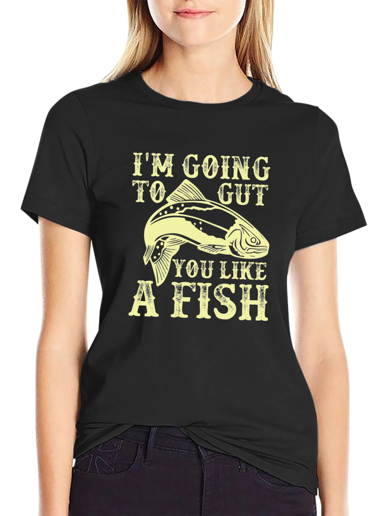 Black I'm Going To Gut You Like A Fish T-Shirt view 2