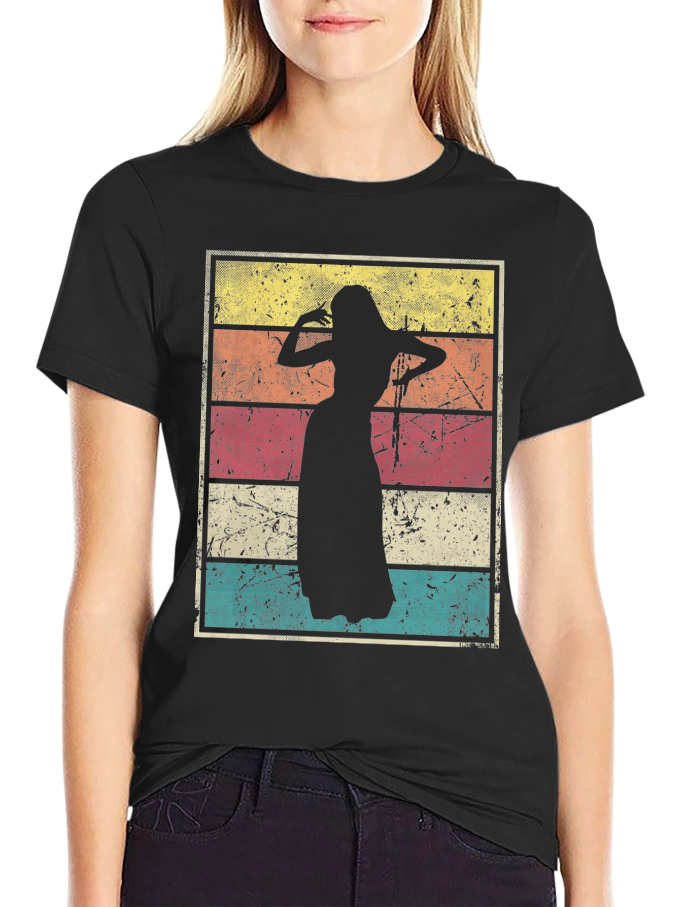 Black Vintage Belly Dancer T-Shirt view 2