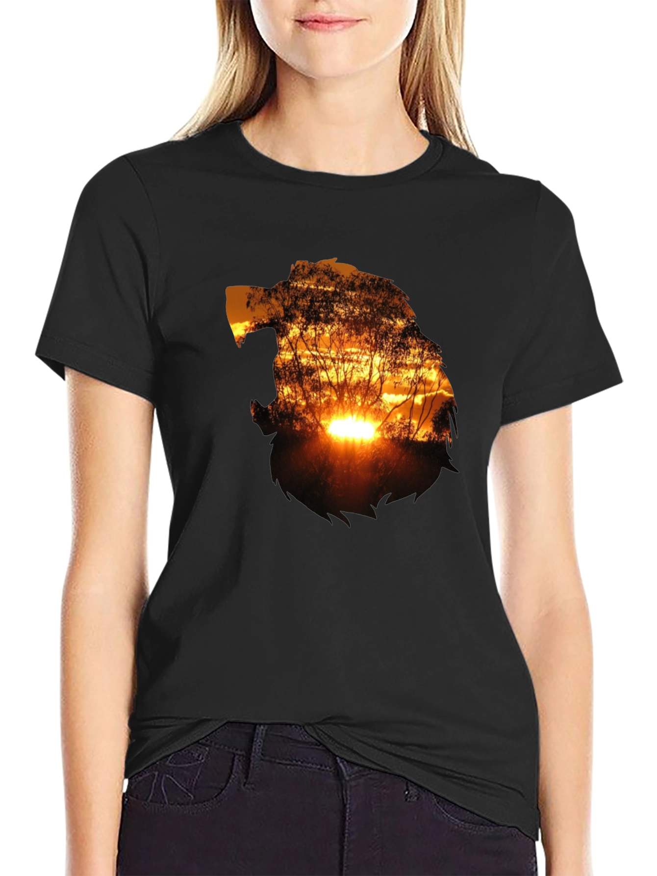 Black Sunset Silhouette Graphic T-Shirt - Black view 2