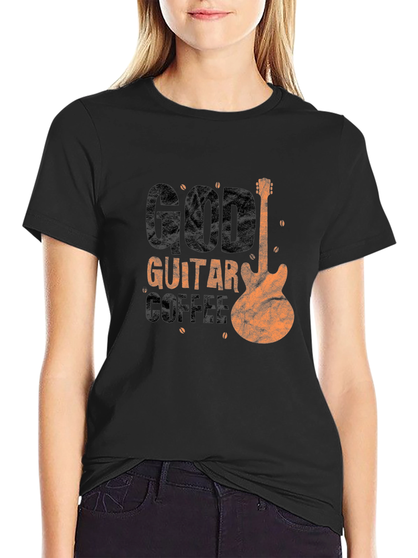 Black God Guitar Coffee T-Shirt - Music Lover Tee view 2