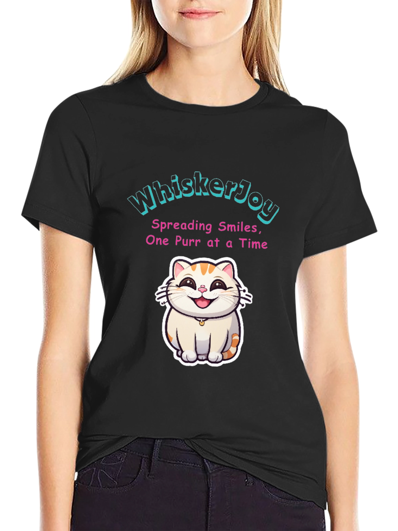 Black WhiskersJoy Cat T-Shirt - Spreading Smiles One Purr at a Time view 2
