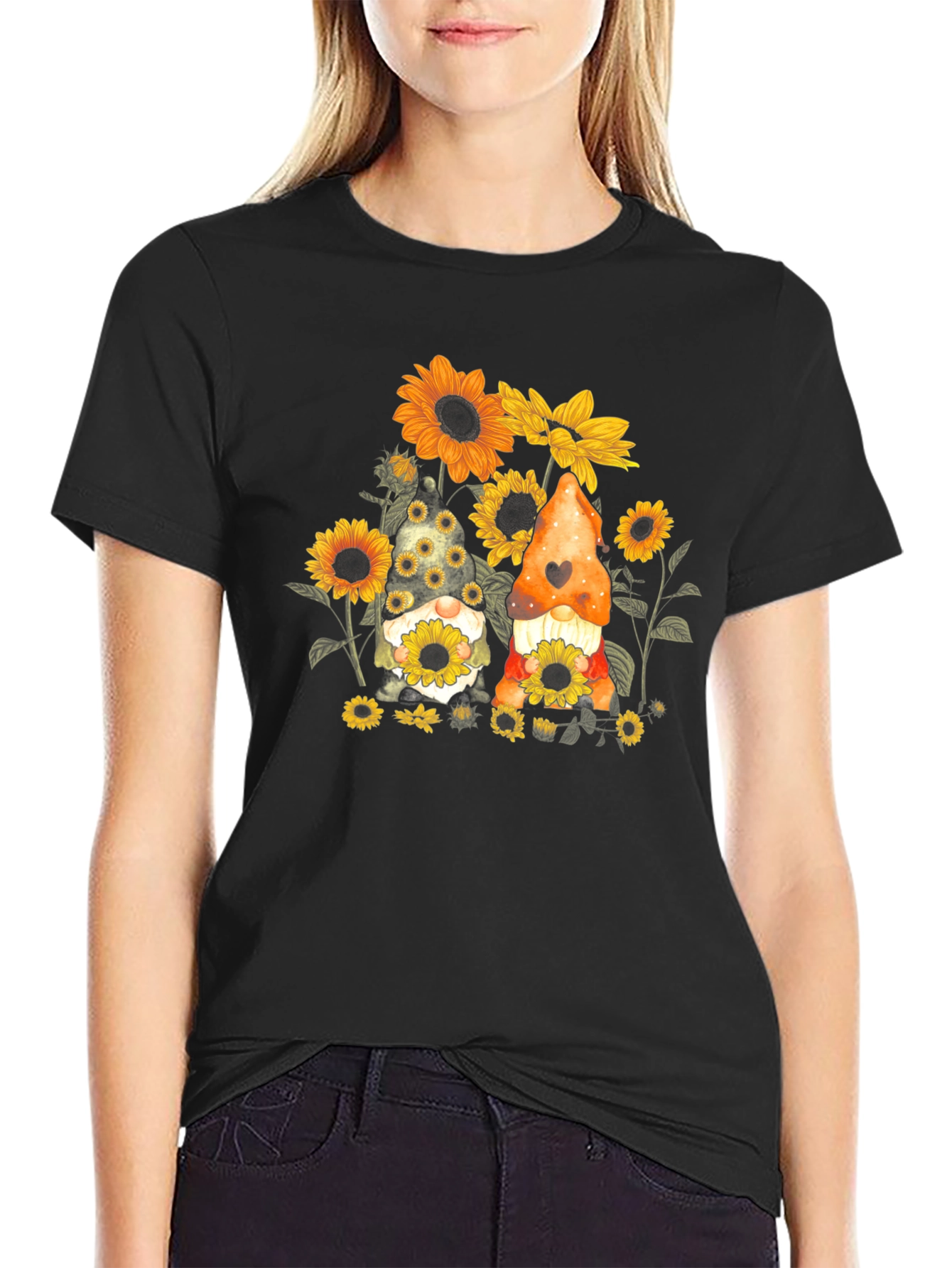 Sunflower Gnomes Black T-Shirt - 2