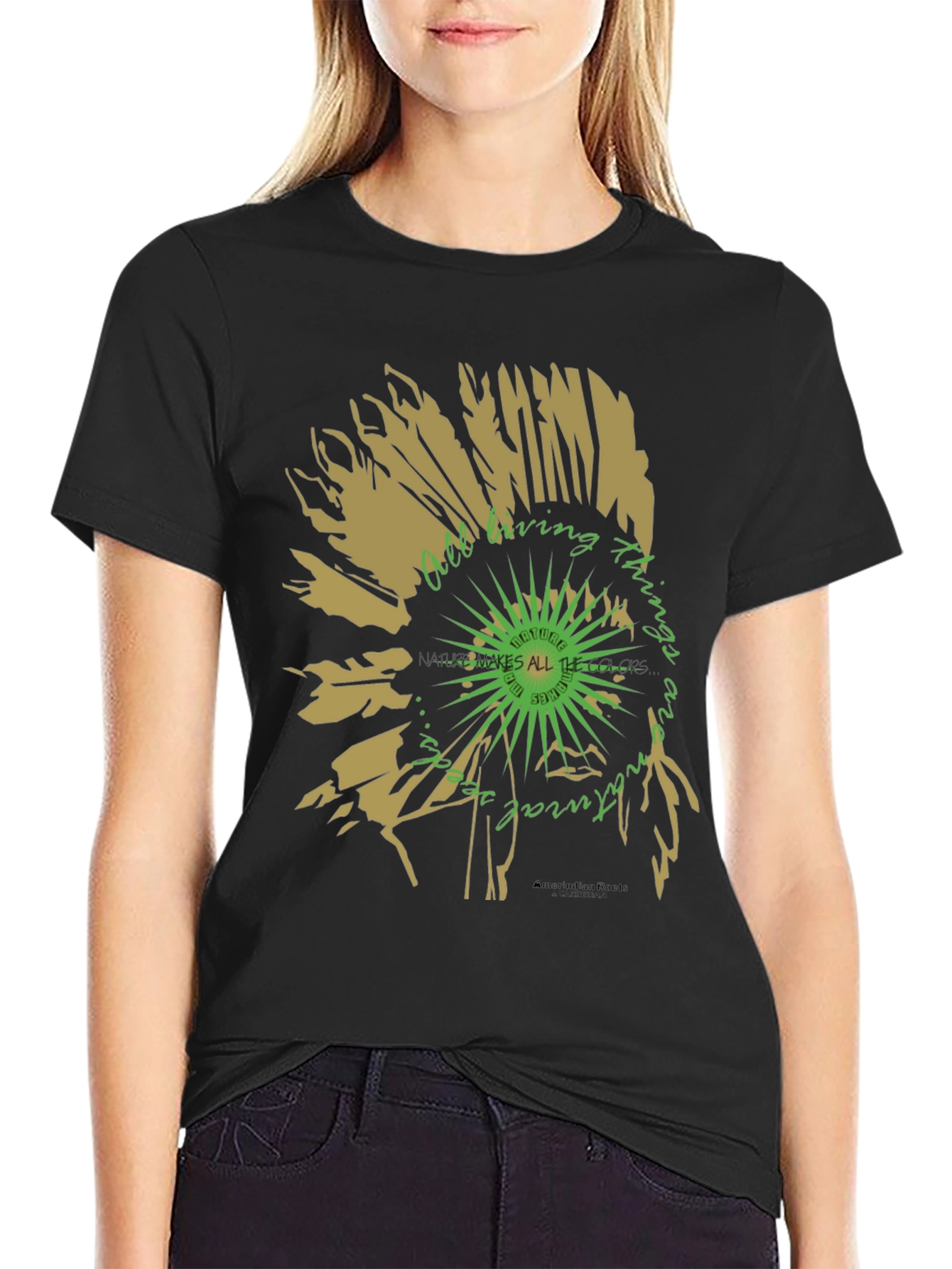 Black Nature Vibes T-Shirt - Organic Graphic Tee view 2