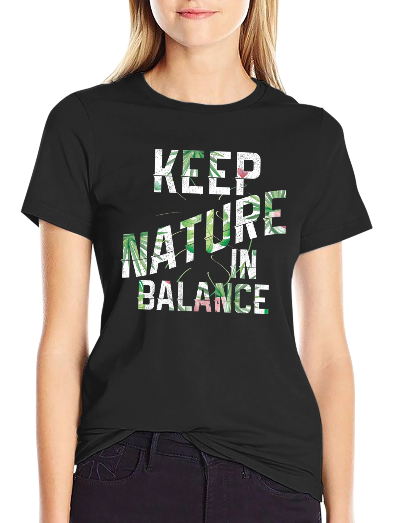 Black Keep Nature In Balance Black T-Shirt view 2