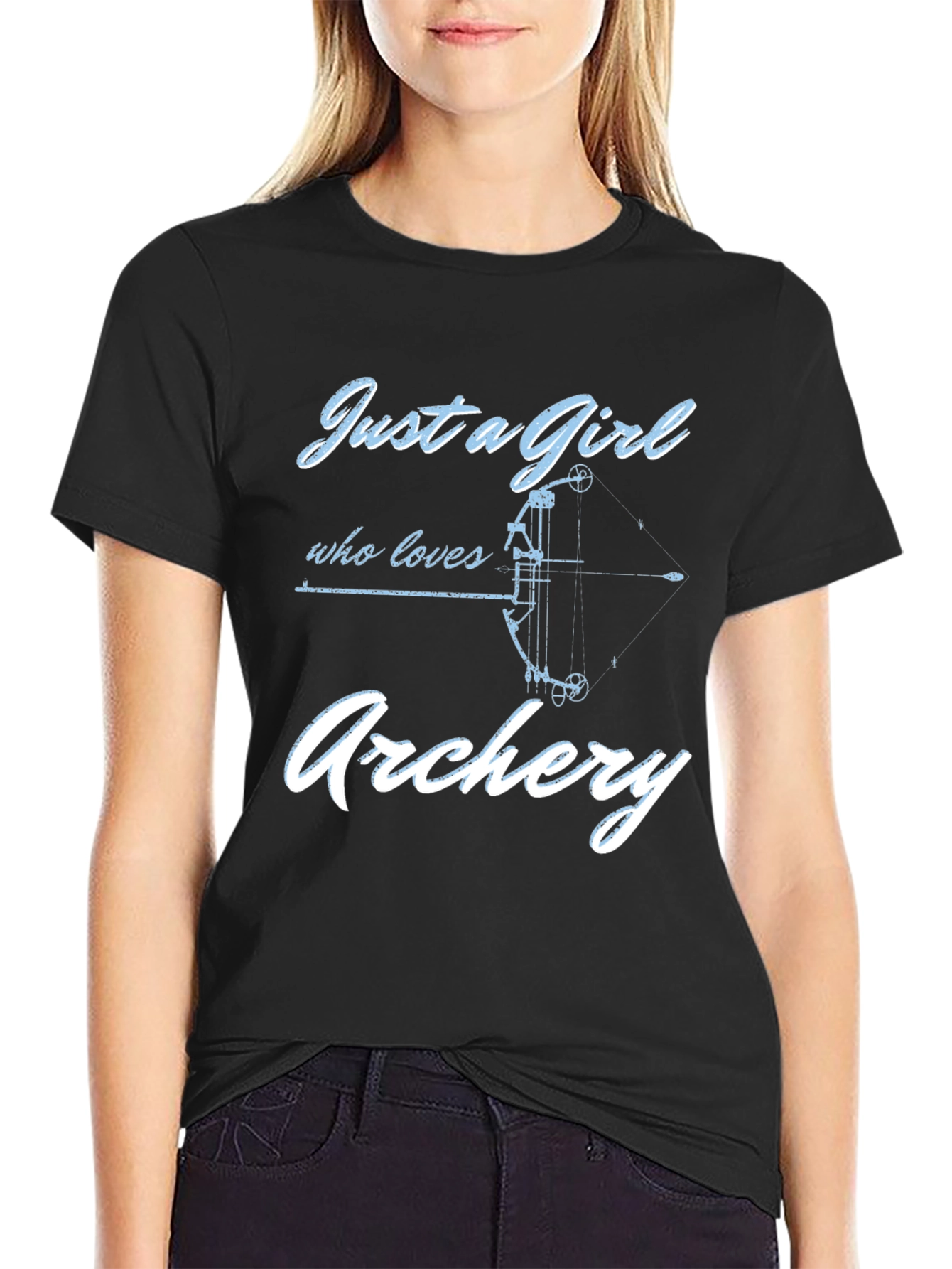 Black Just a Girl Who Loves Archery T-Shirt view 2