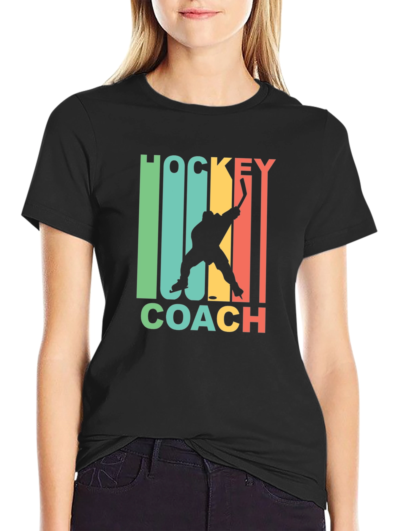 Black Hockey Coach Graphic Tee - Retro Style view 2