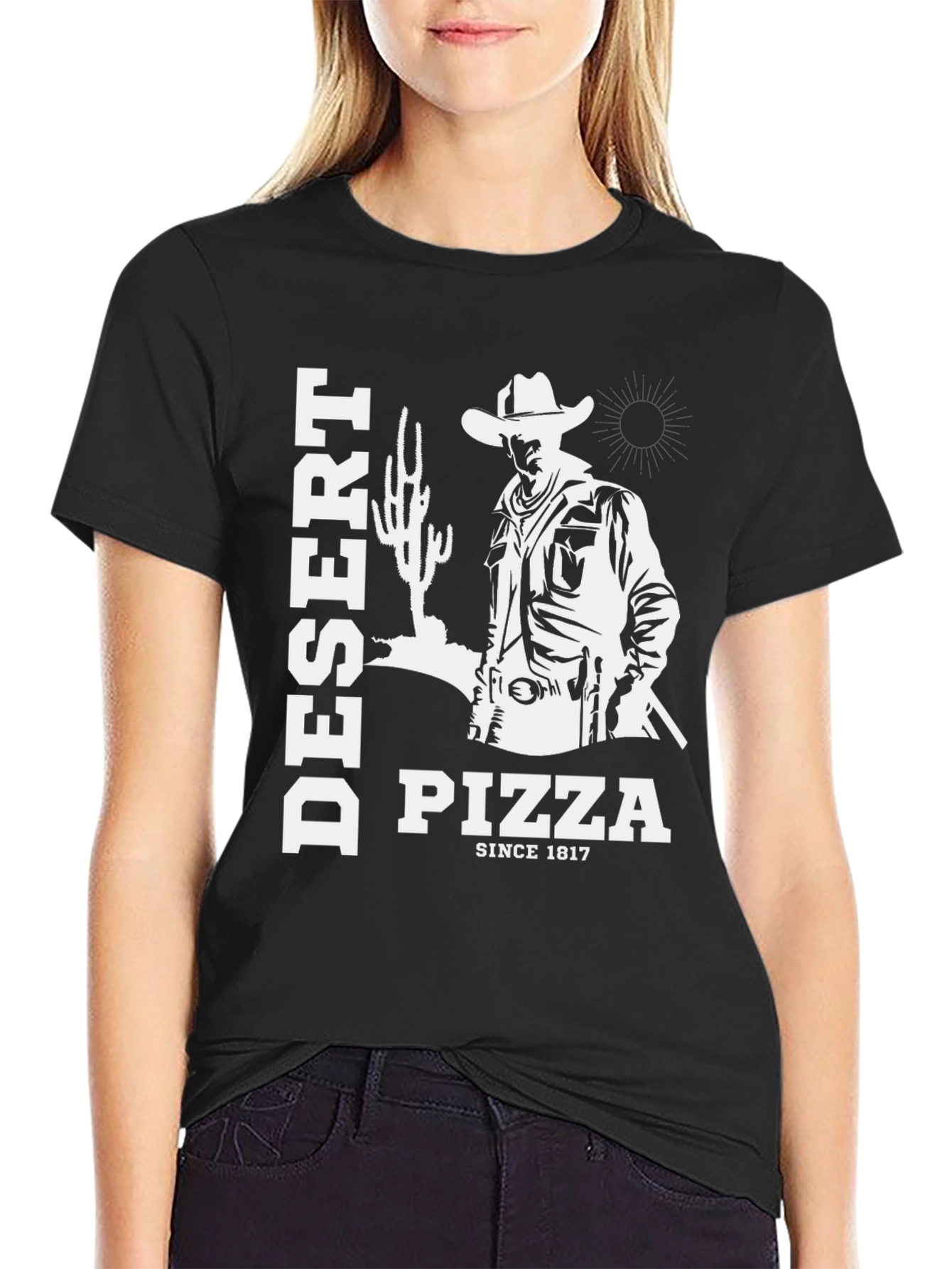 Black Desert Pizza Since 1817 Graphic Tee view 2