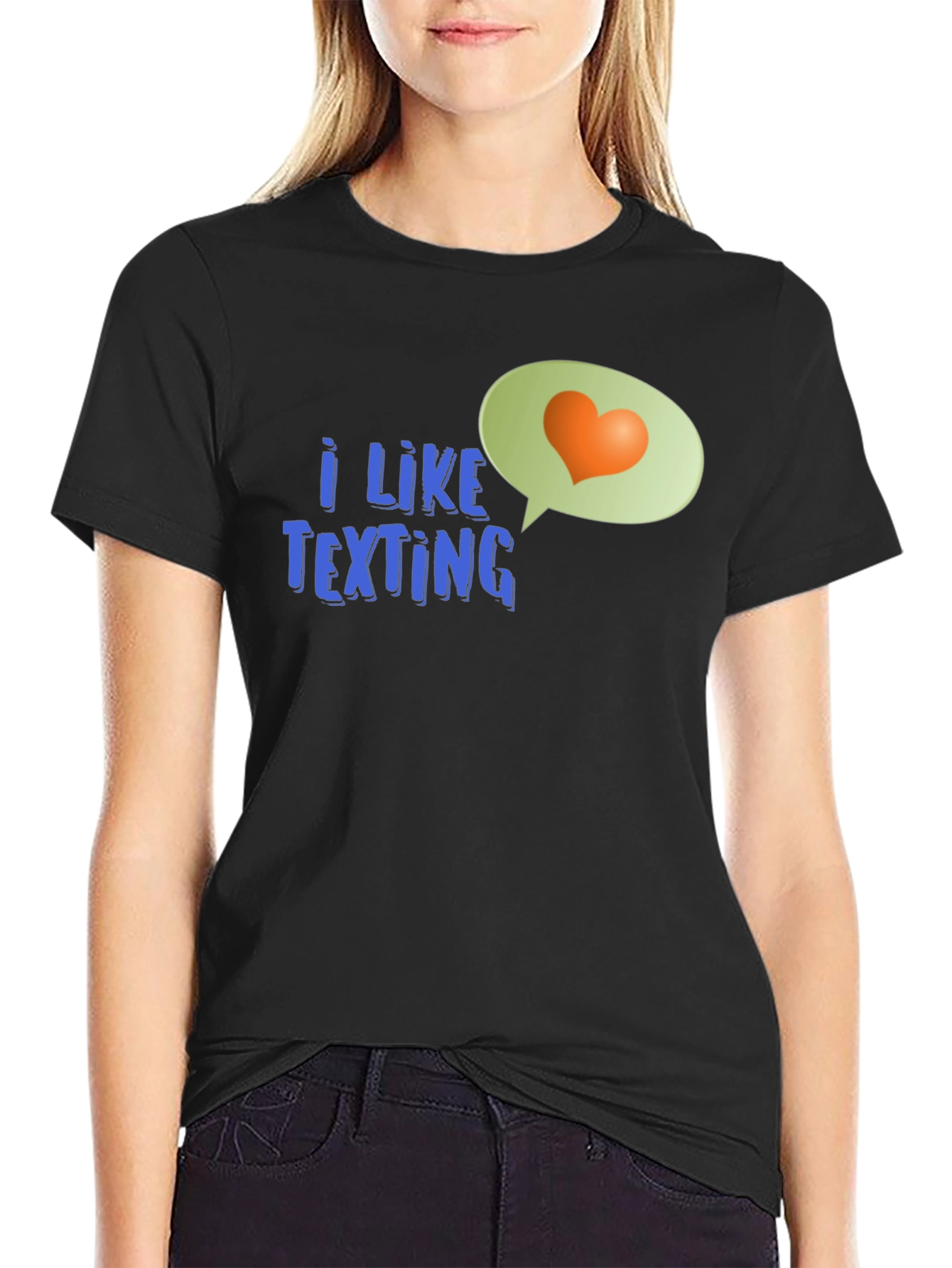 Black I Like Texting Heart Tee - Stylish Graphic T-Shirt view 2