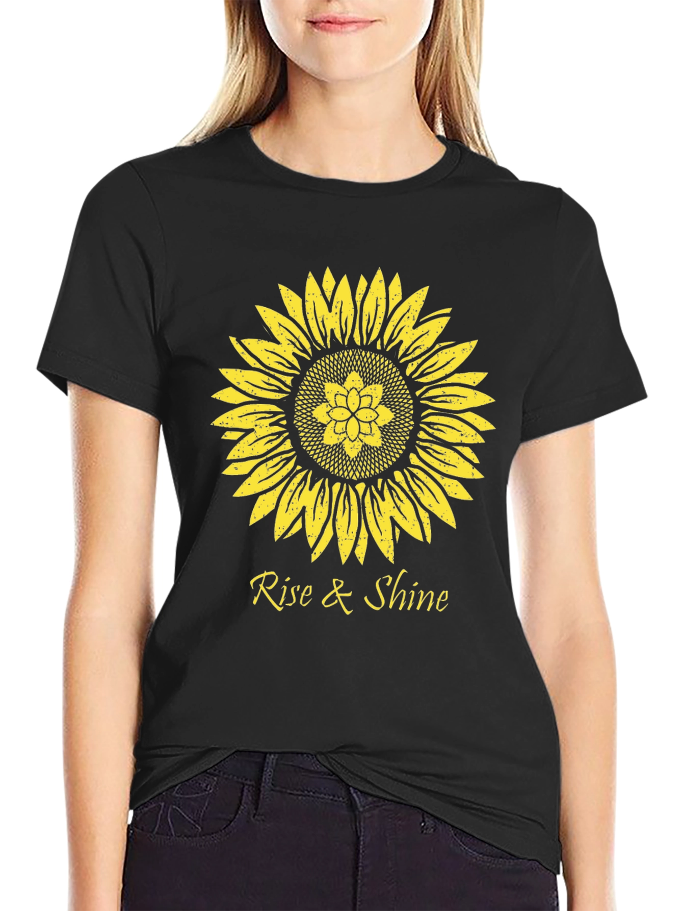 Black Sunflower Rise & Shine Graphic T-Shirt view 2