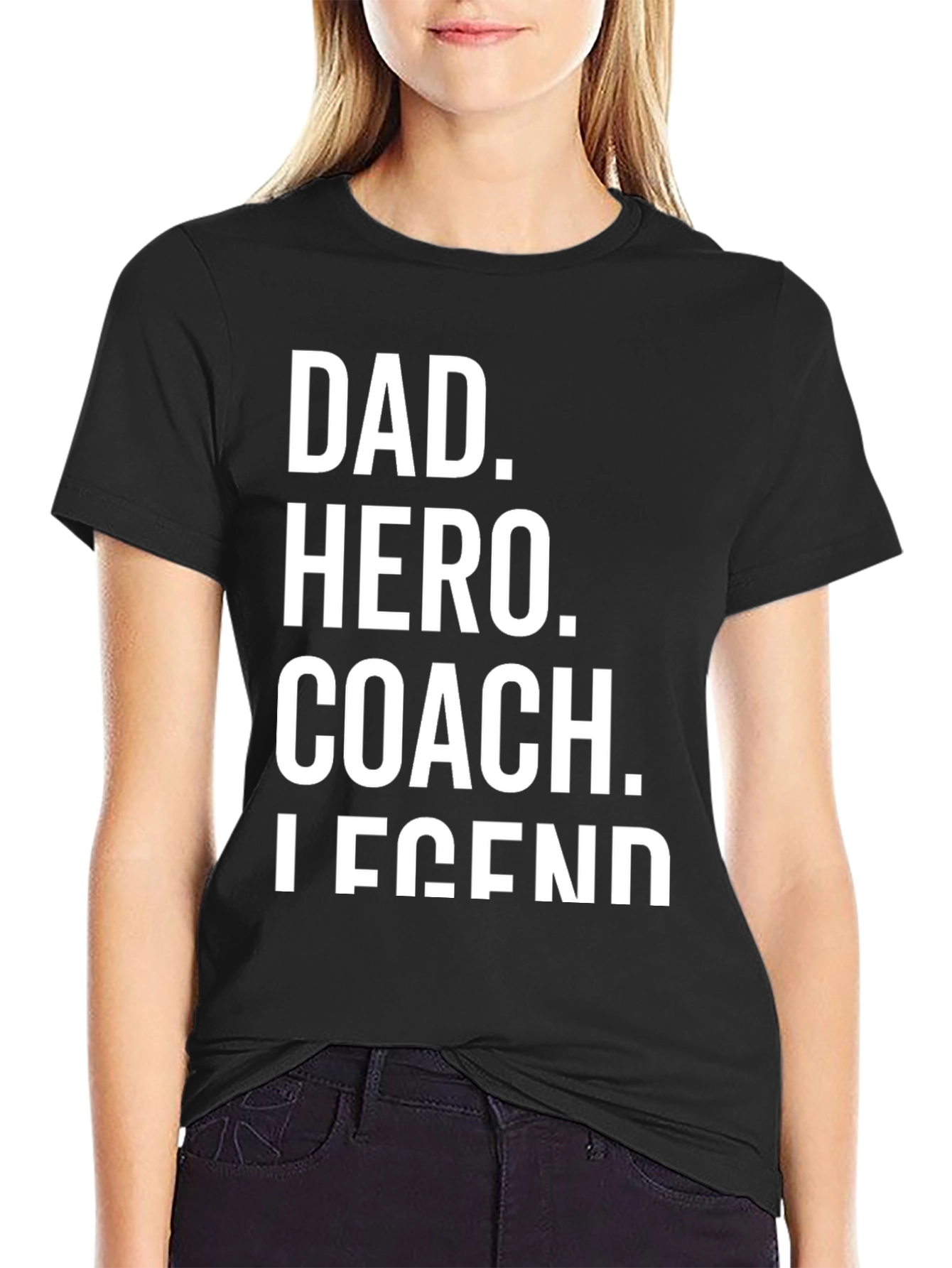 Black Dad Hero Coach Legend Black T-Shirt view 2