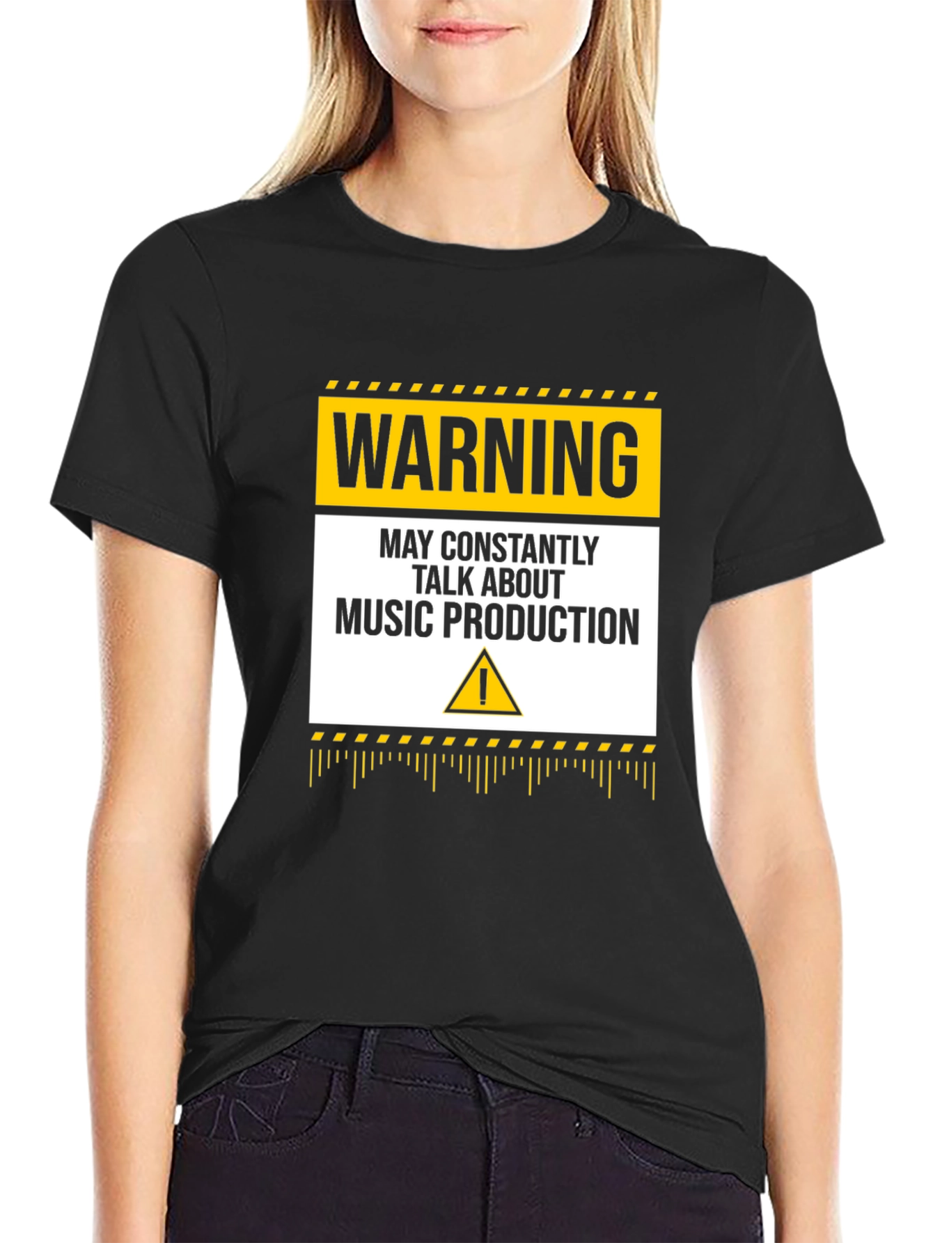 Black Warning Music Production T-Shirt view 2
