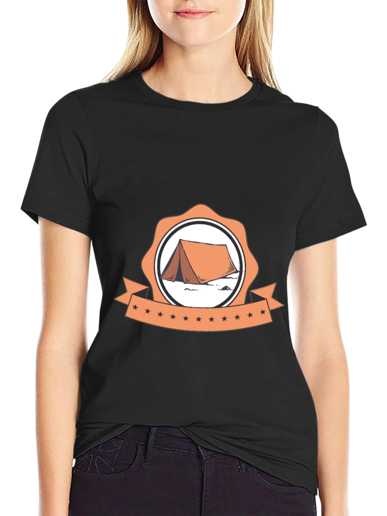 Black Camping Tent Graphic Tee - Adventure Ready! view 2