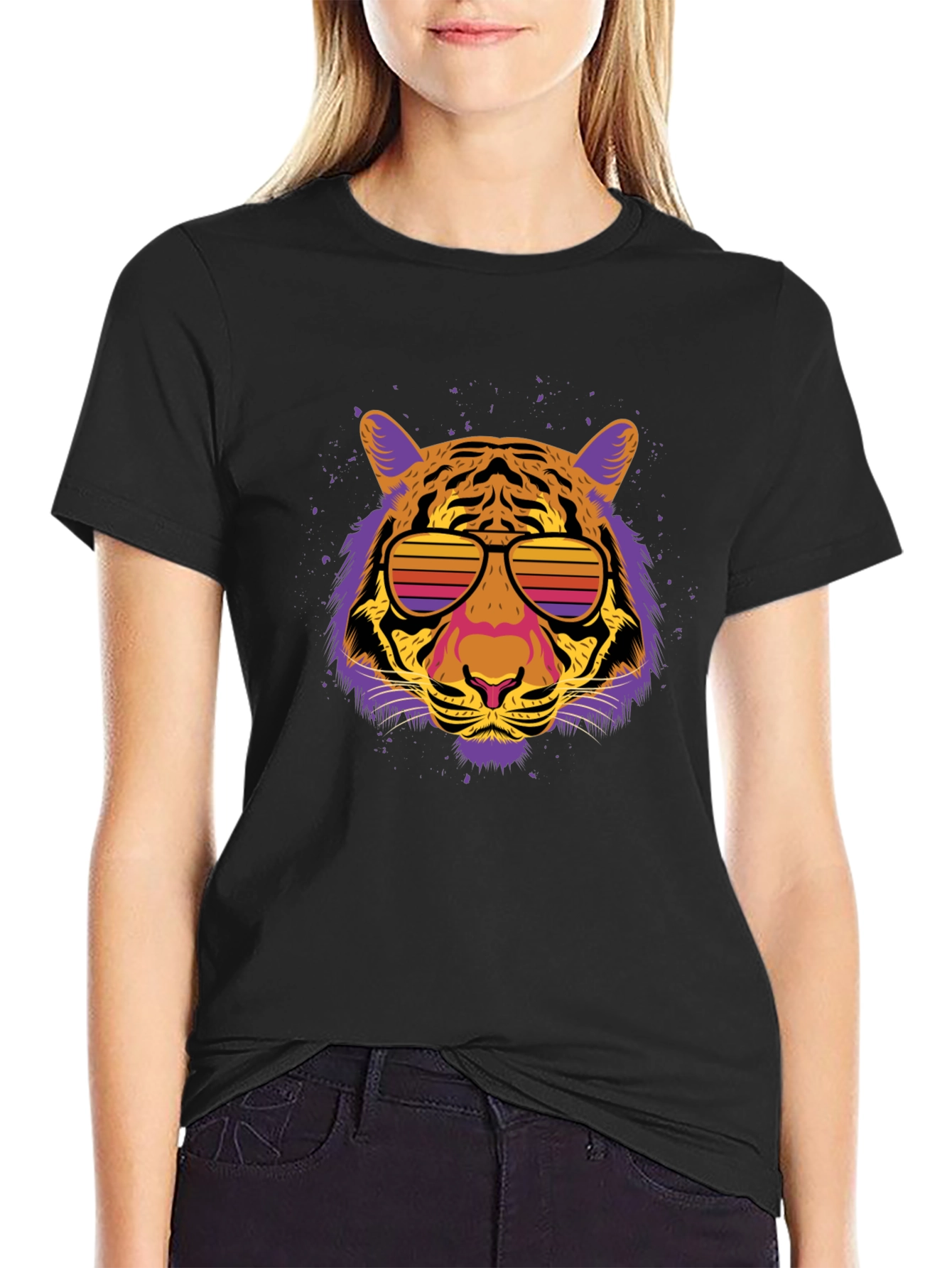 Black Retro Tiger Graphic Tee view 2