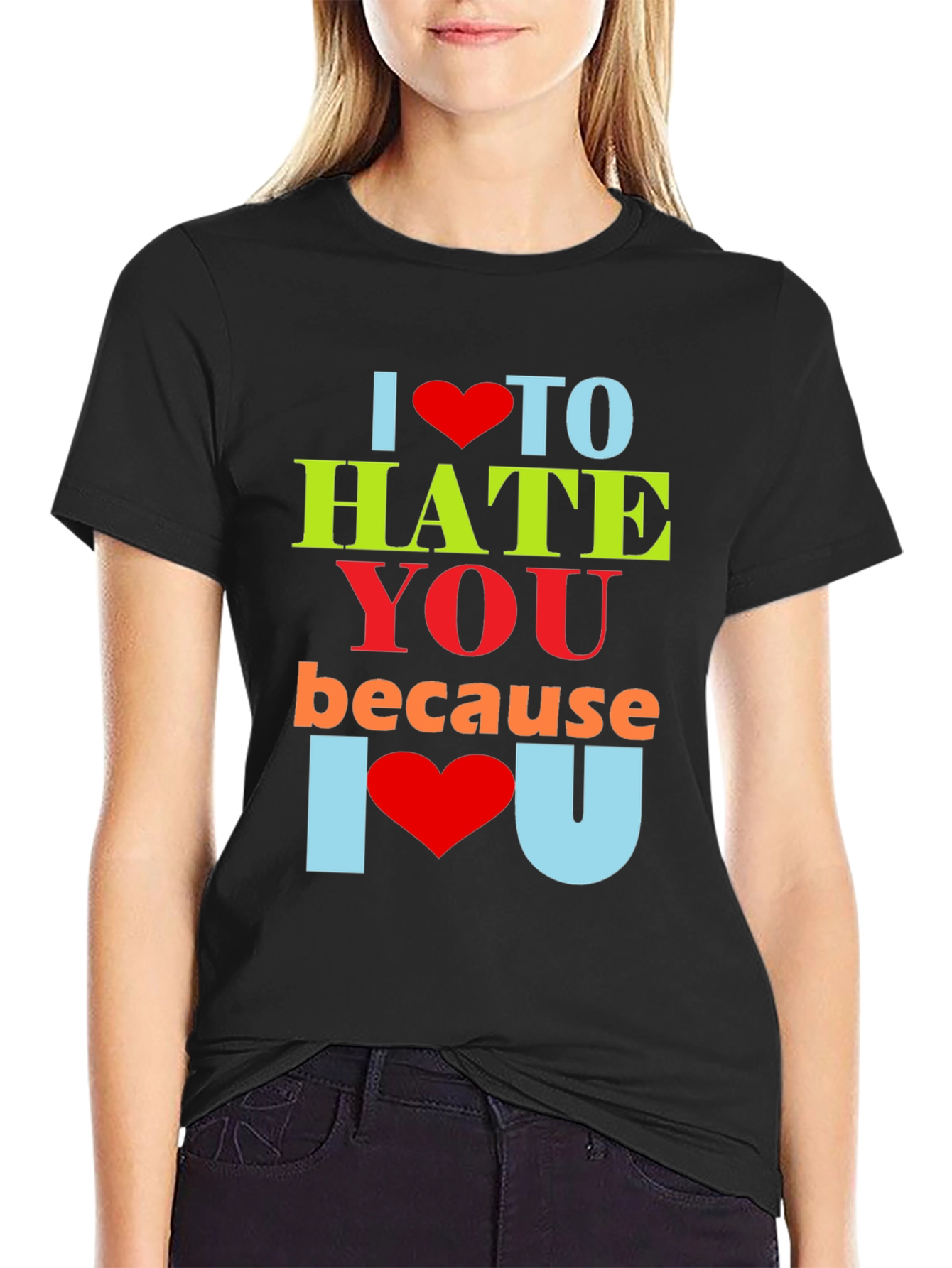 Black I Heart To Hate You Graphic Tee view 2