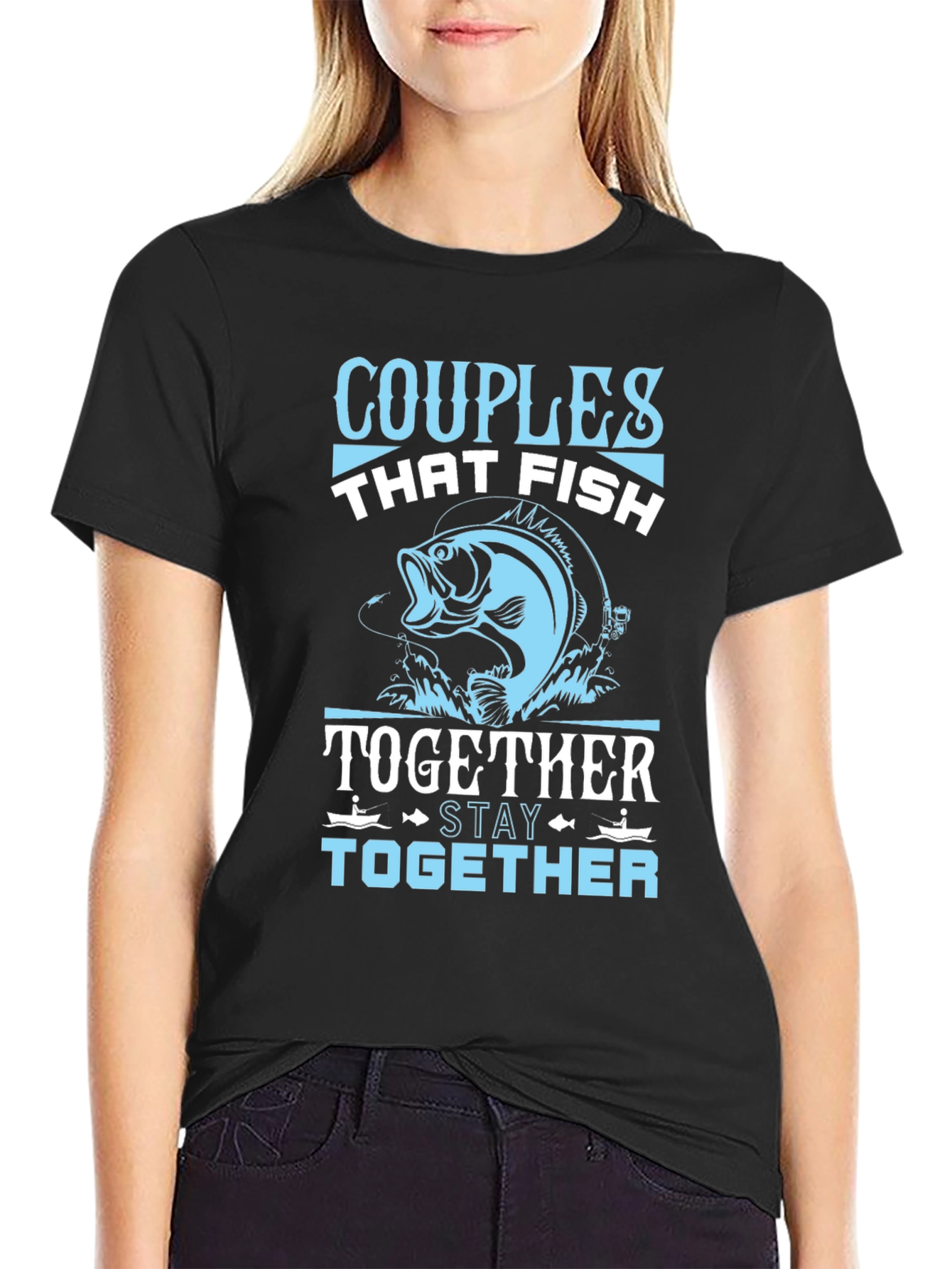 Black Couples Who Fish Together Stay Together T-Shirt view 2