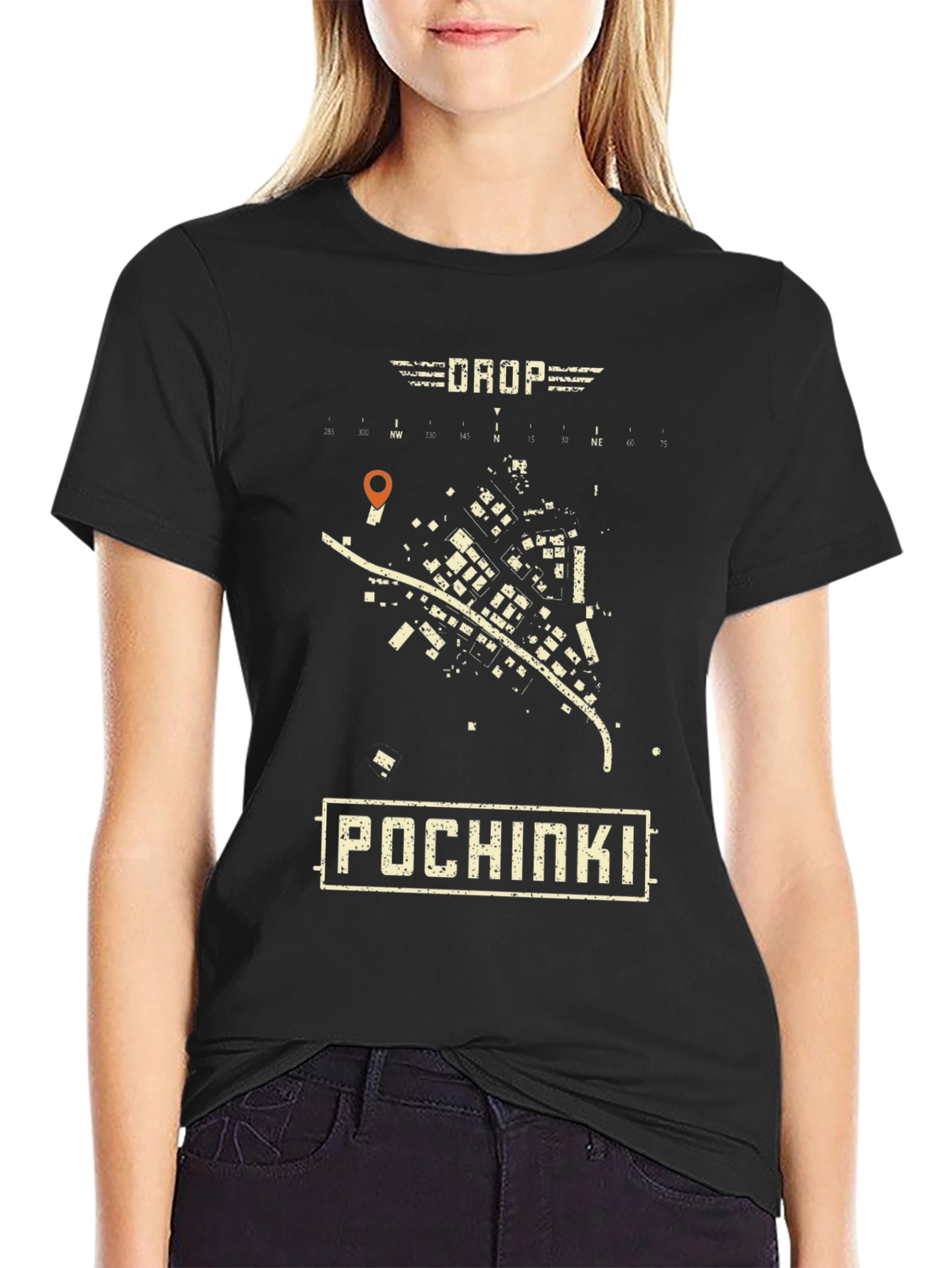 Black Pochinki Drop Zone T-Shirt view 2