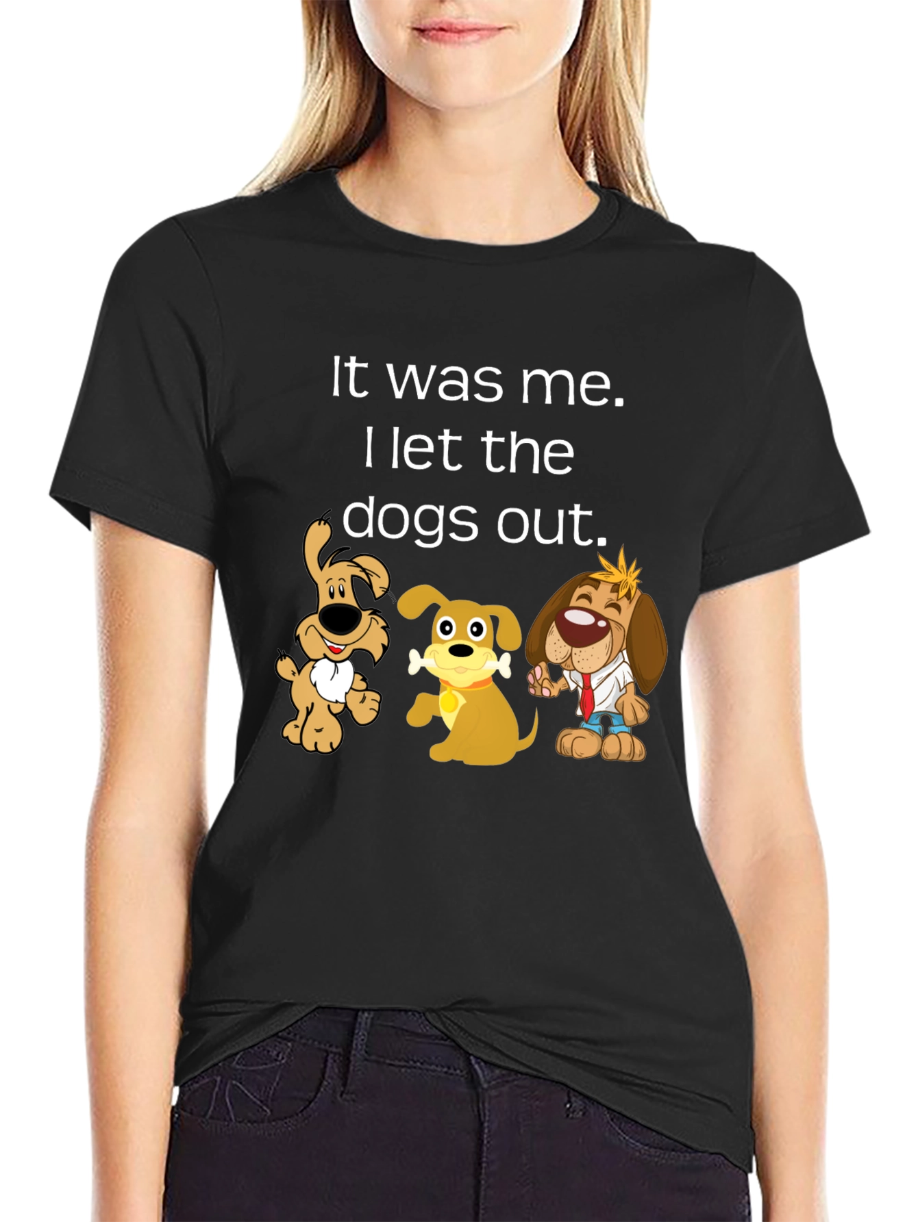 Black It Was Me I Let the Dogs Out T-Shirt view 2