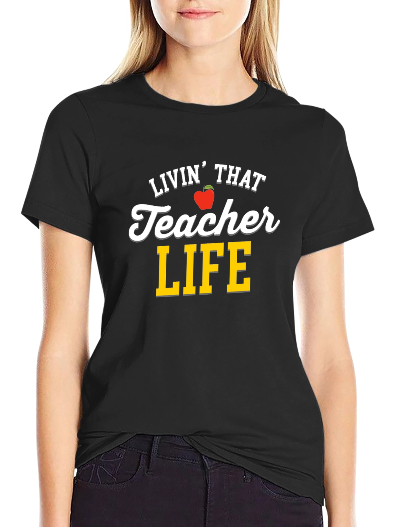 Black Livin' That Teacher Life T-Shirt view 2