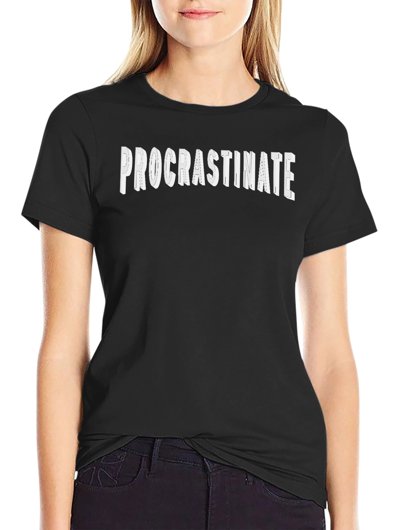 Black Procrastinate T-Shirt - Humorous Graphic Tee view 2