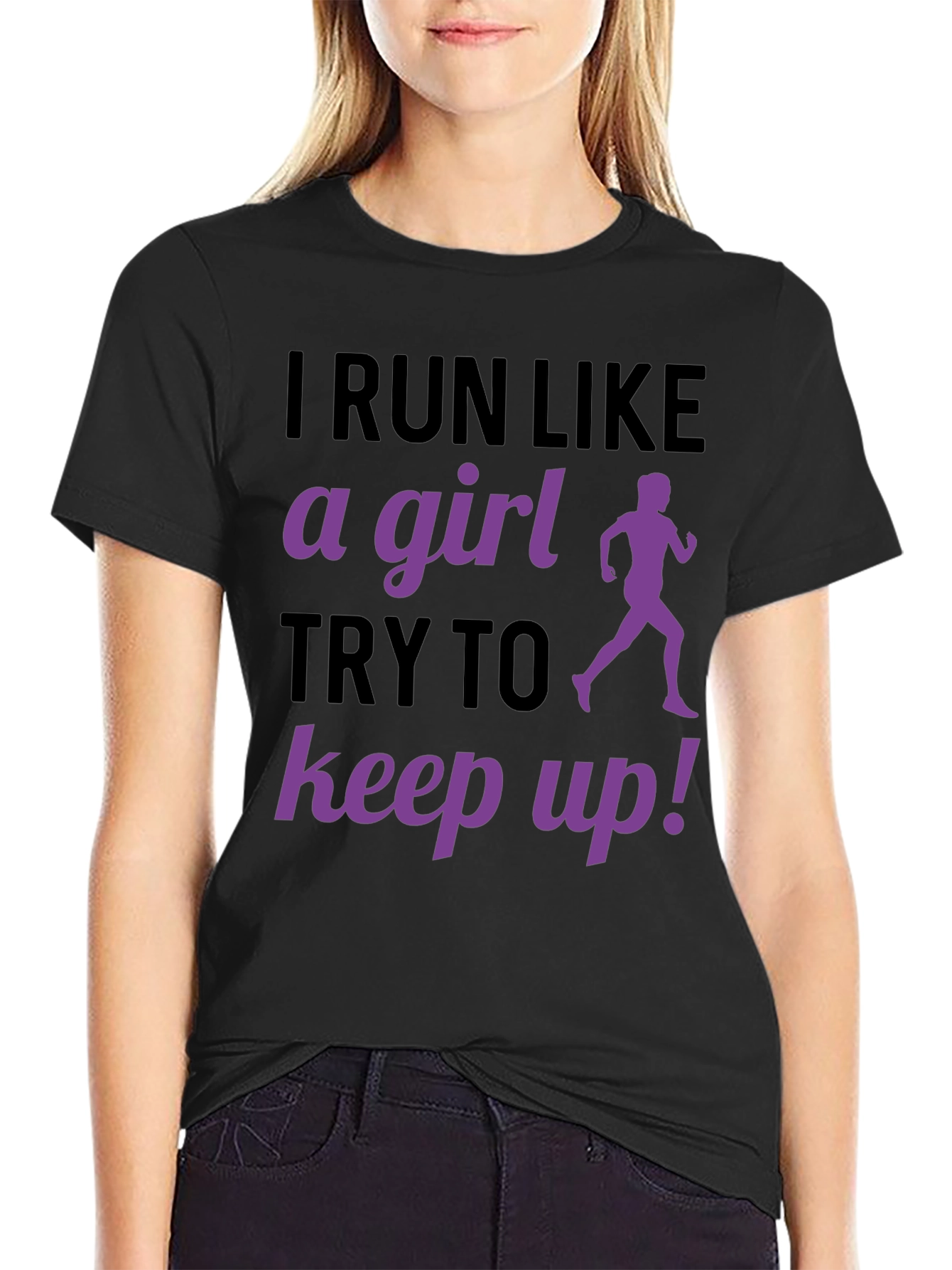 Black I Run Like A Girl T-Shirt Funny Running Gift view 2