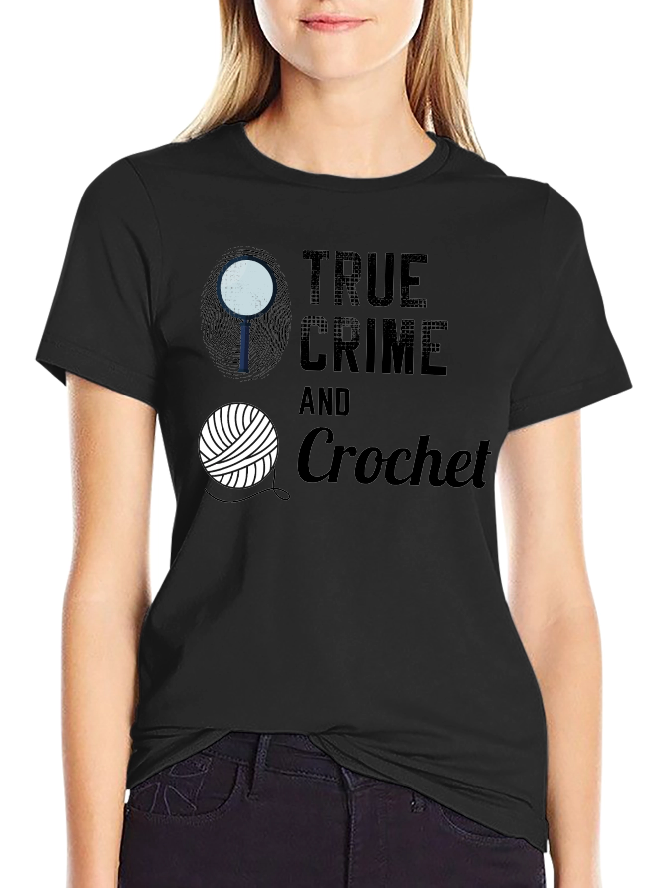 Black True Crime & Crochet Graphic Tee view 2
