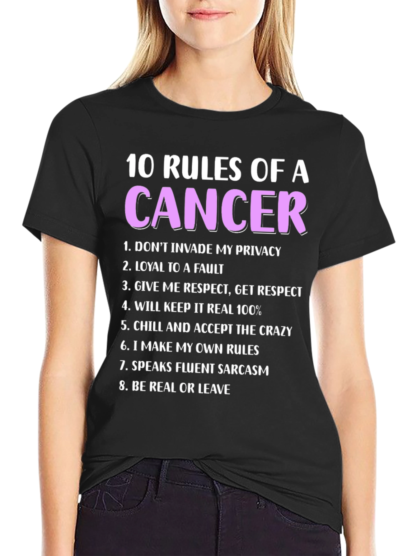 Black Cancer Zodiac T-Shirt - 10 Rules view 2