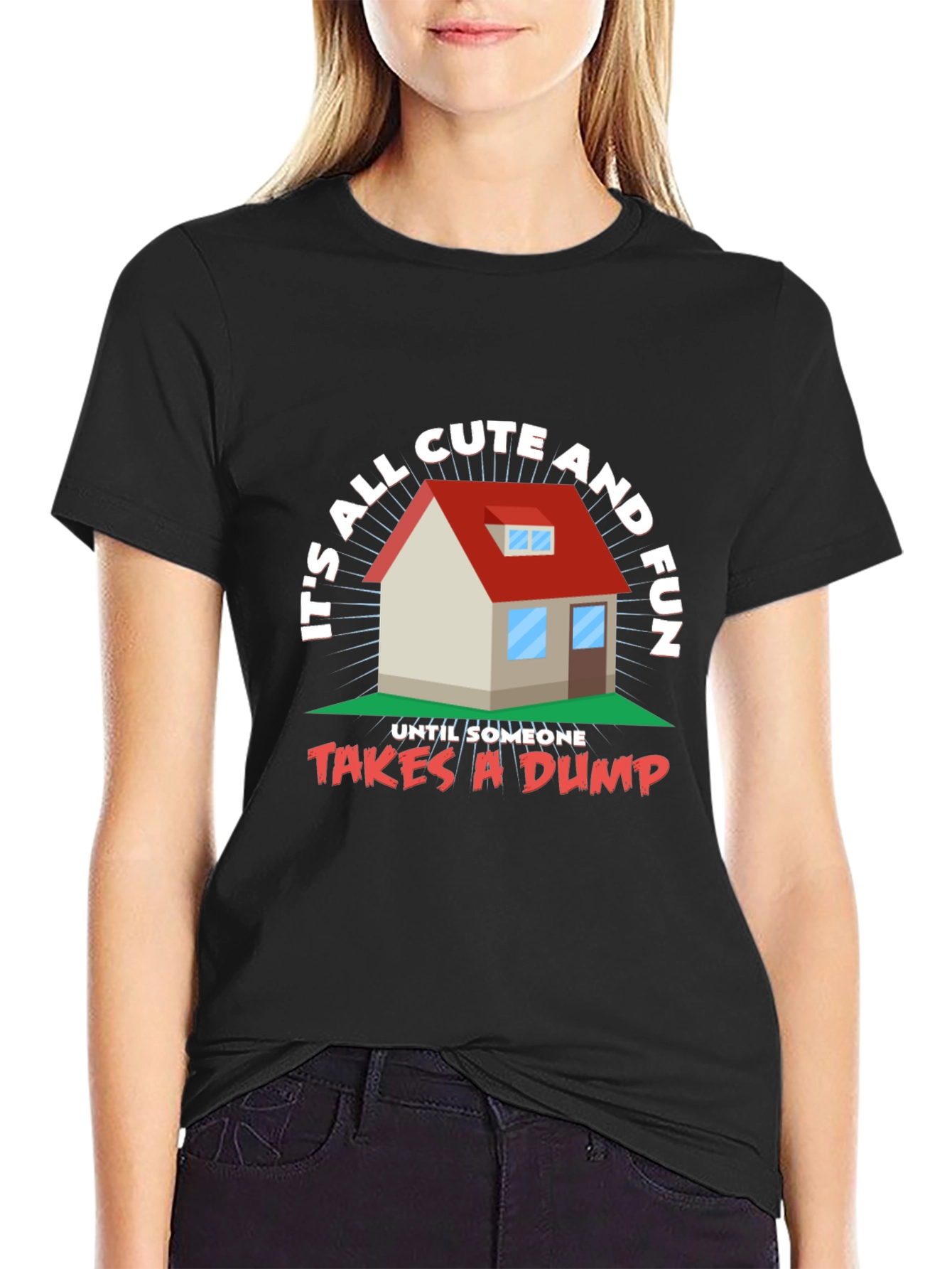 Black Funny House Graphic T-Shirt  view 2