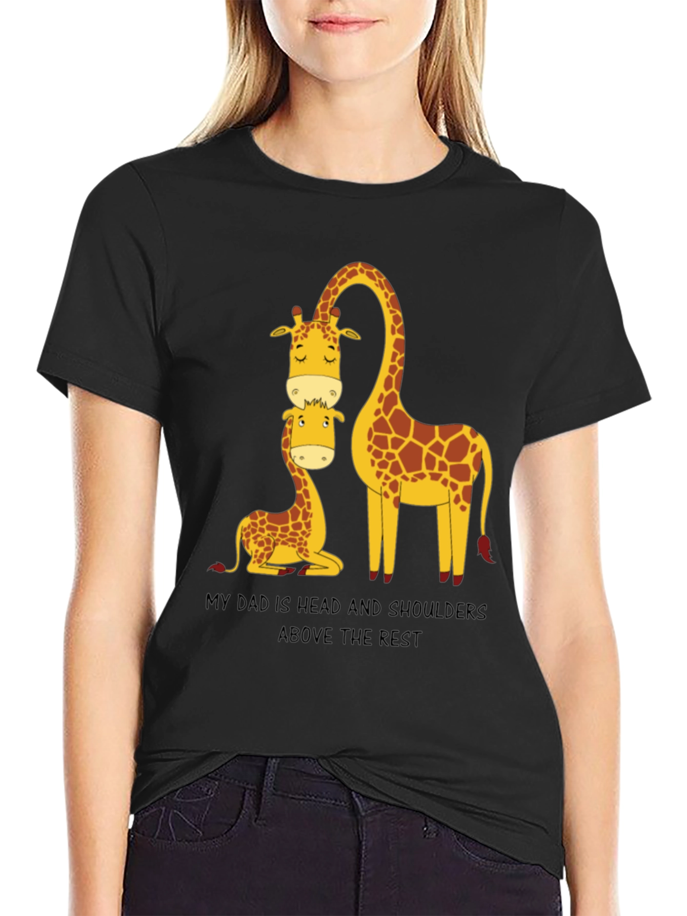Black Giraffe Dad T-Shirt: Head and Shoulders Above the Rest view 2