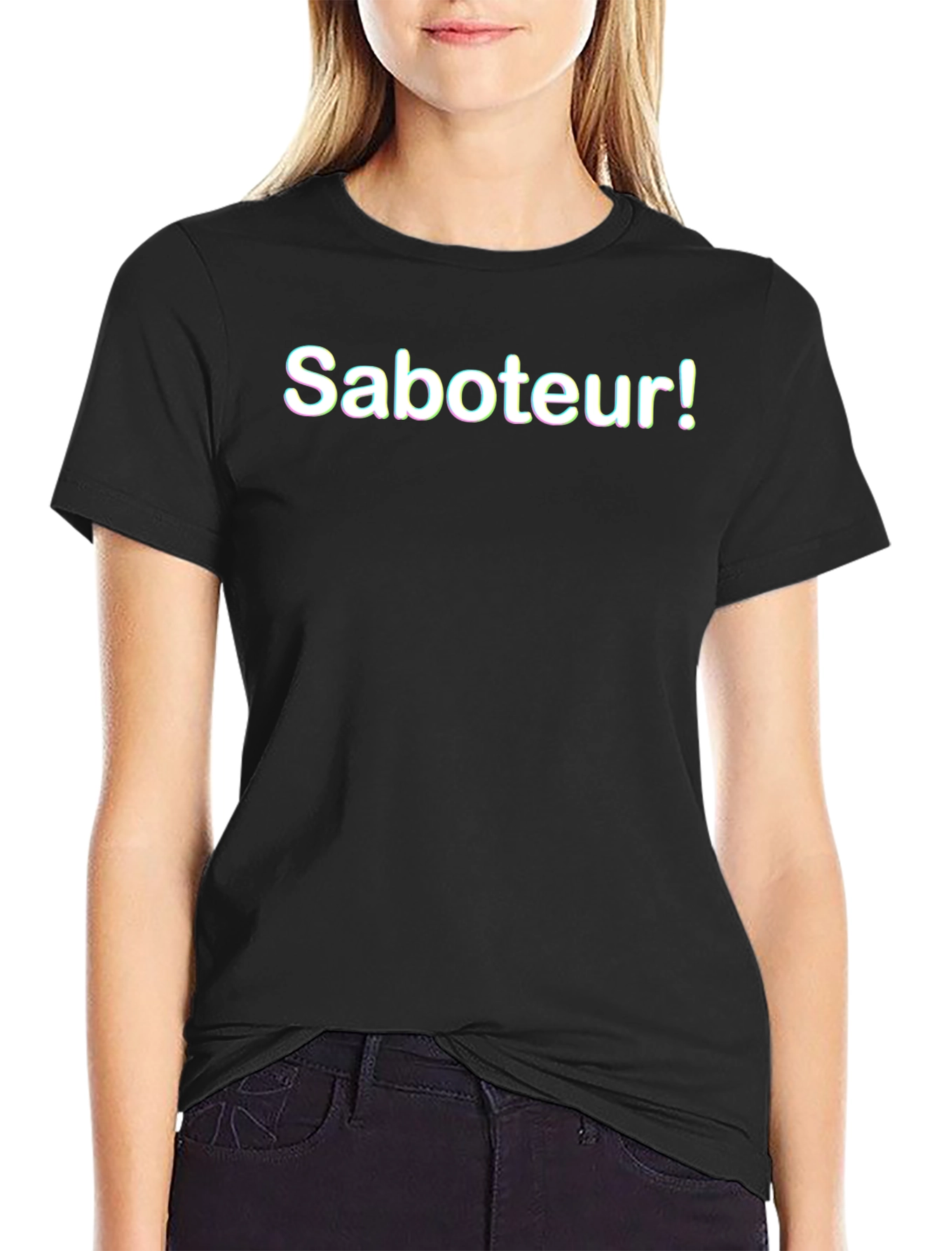 Black Saboteur! Black Graphic T-Shirt - Casual Style view 2