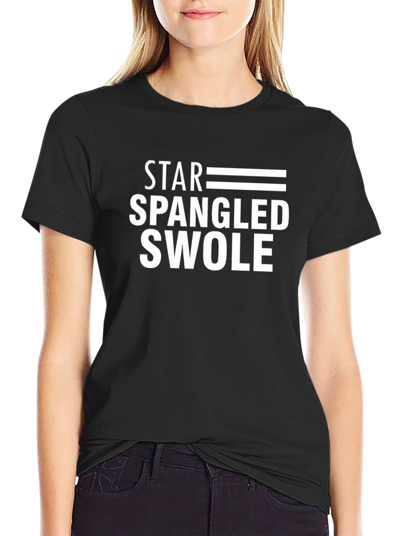 Black Star Spangled Swole Black T-Shirt view 2