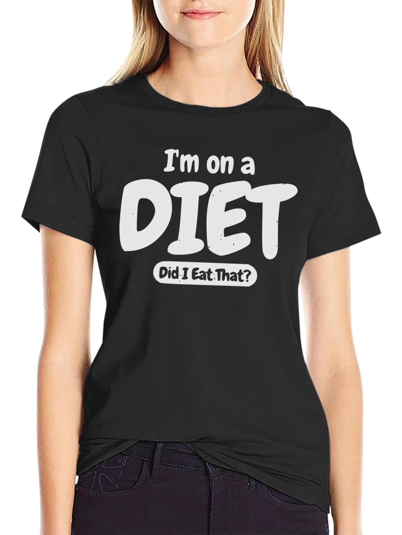 Black I'm On A Diet Funny Graphic T-Shirt view 2