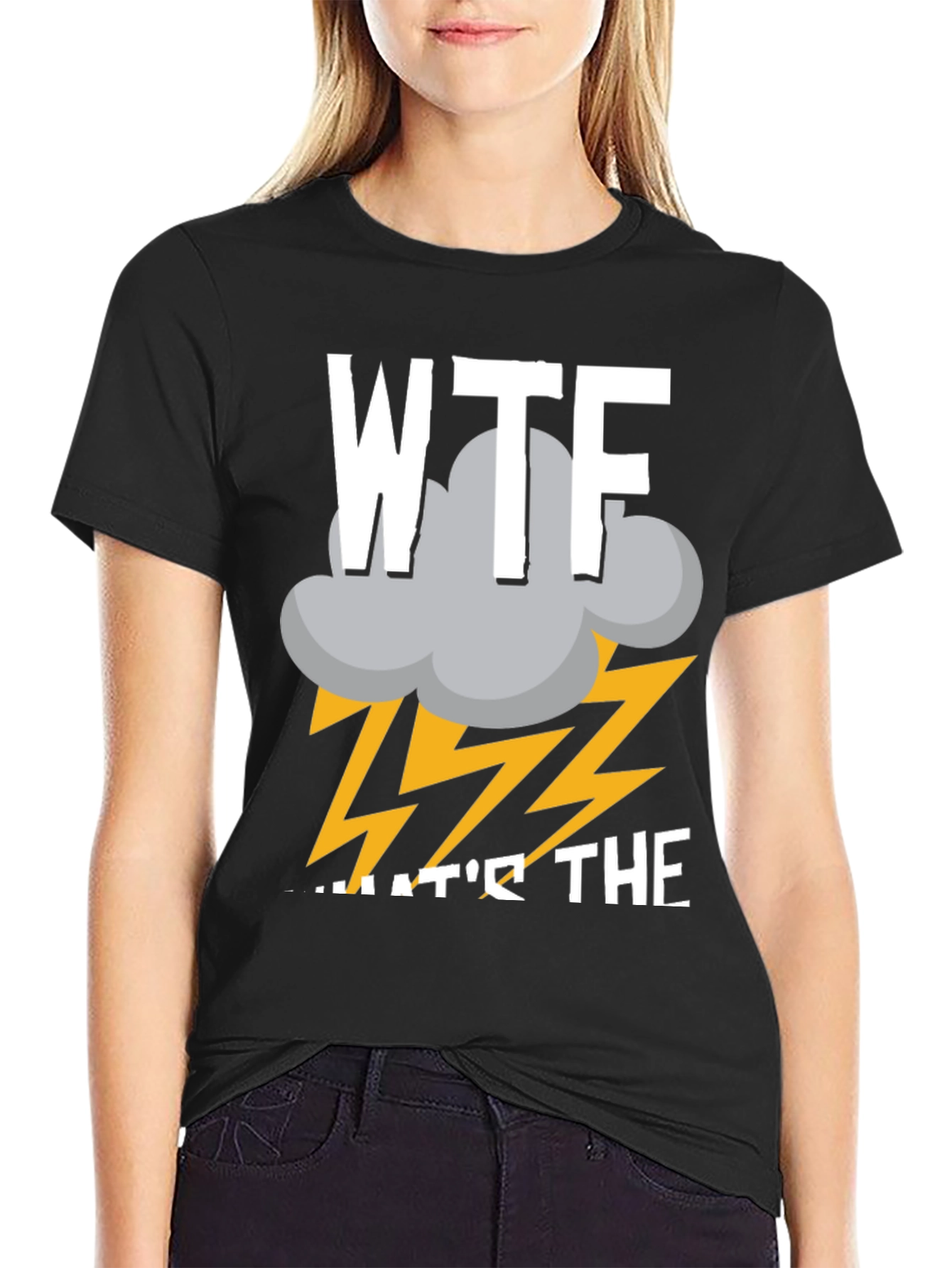 Black WTF Storm Funny Men's T-Shirt view 2