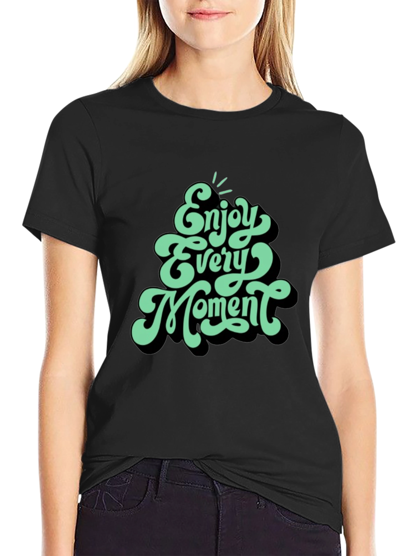 Enjoy Every Moment Graphic Tee - Stylish Black T-Shirt - 2