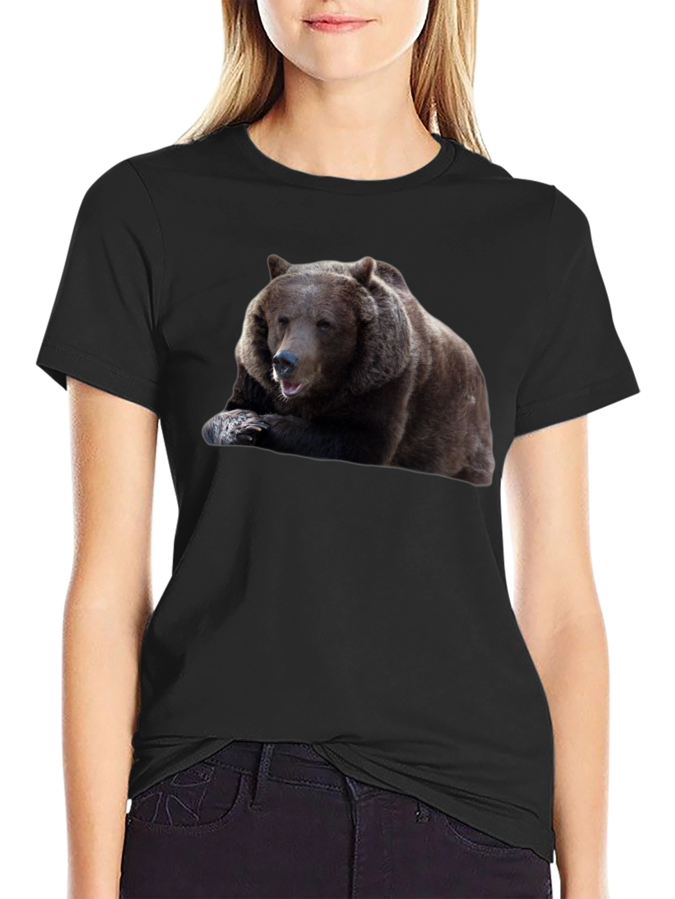 Black Bear Graphic Tee - Men's Black Cotton T-Shirt view 2