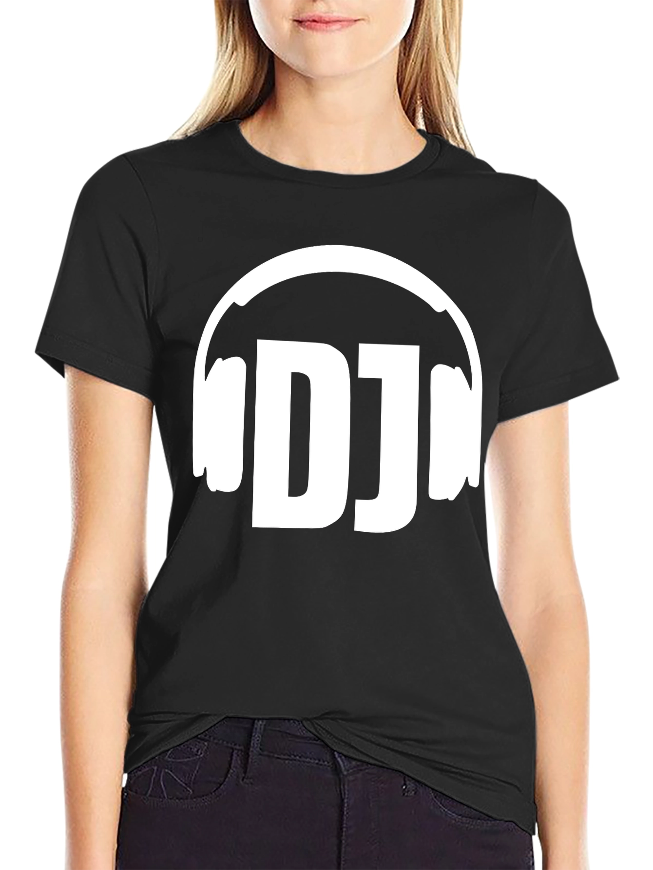 Black DJ Headphones Graphic Tee - Black Cotton Music Lover Shirt view 2