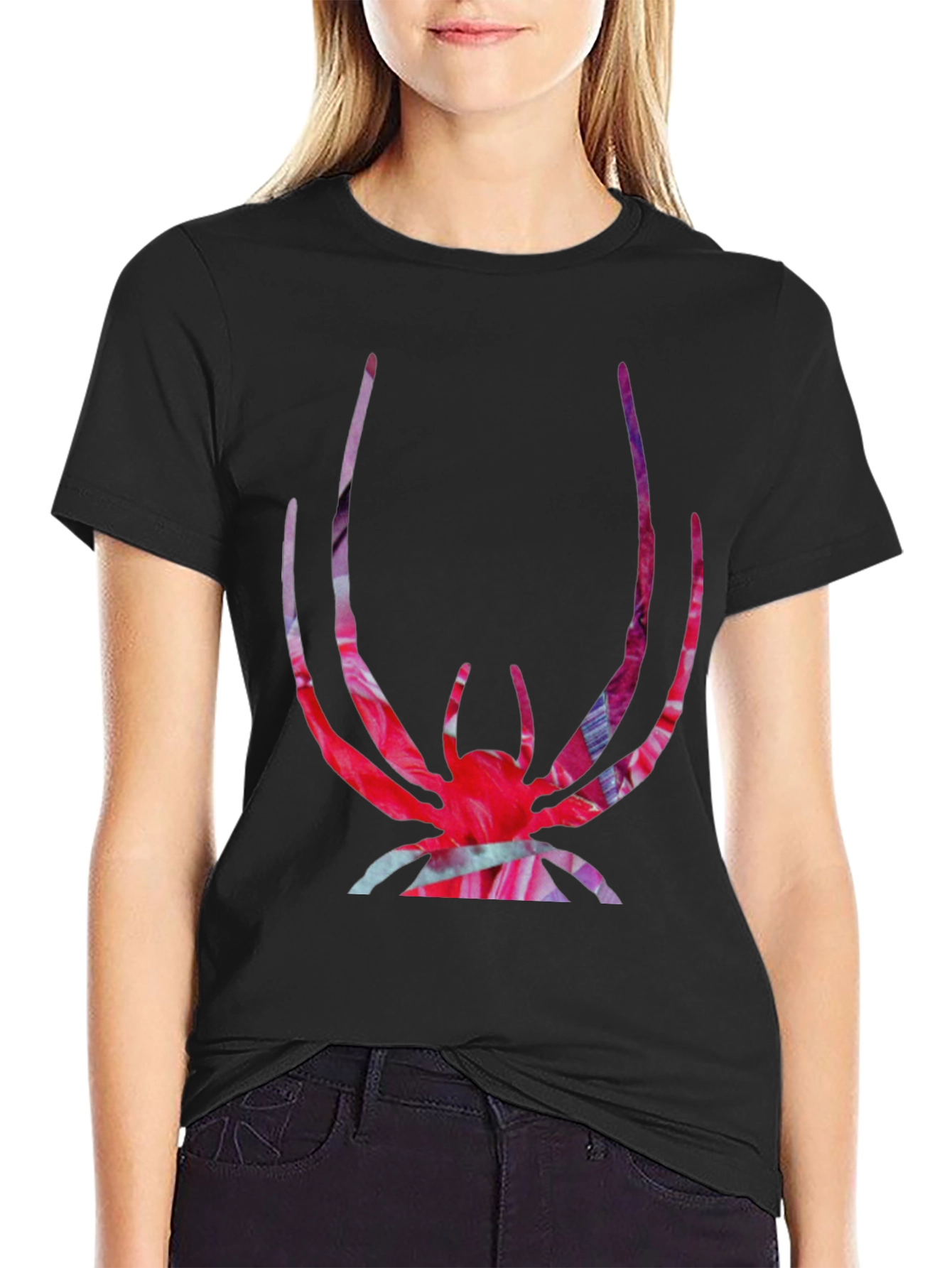 Black Bold Spider Graphic Tee - Vivid Print on Black view 2