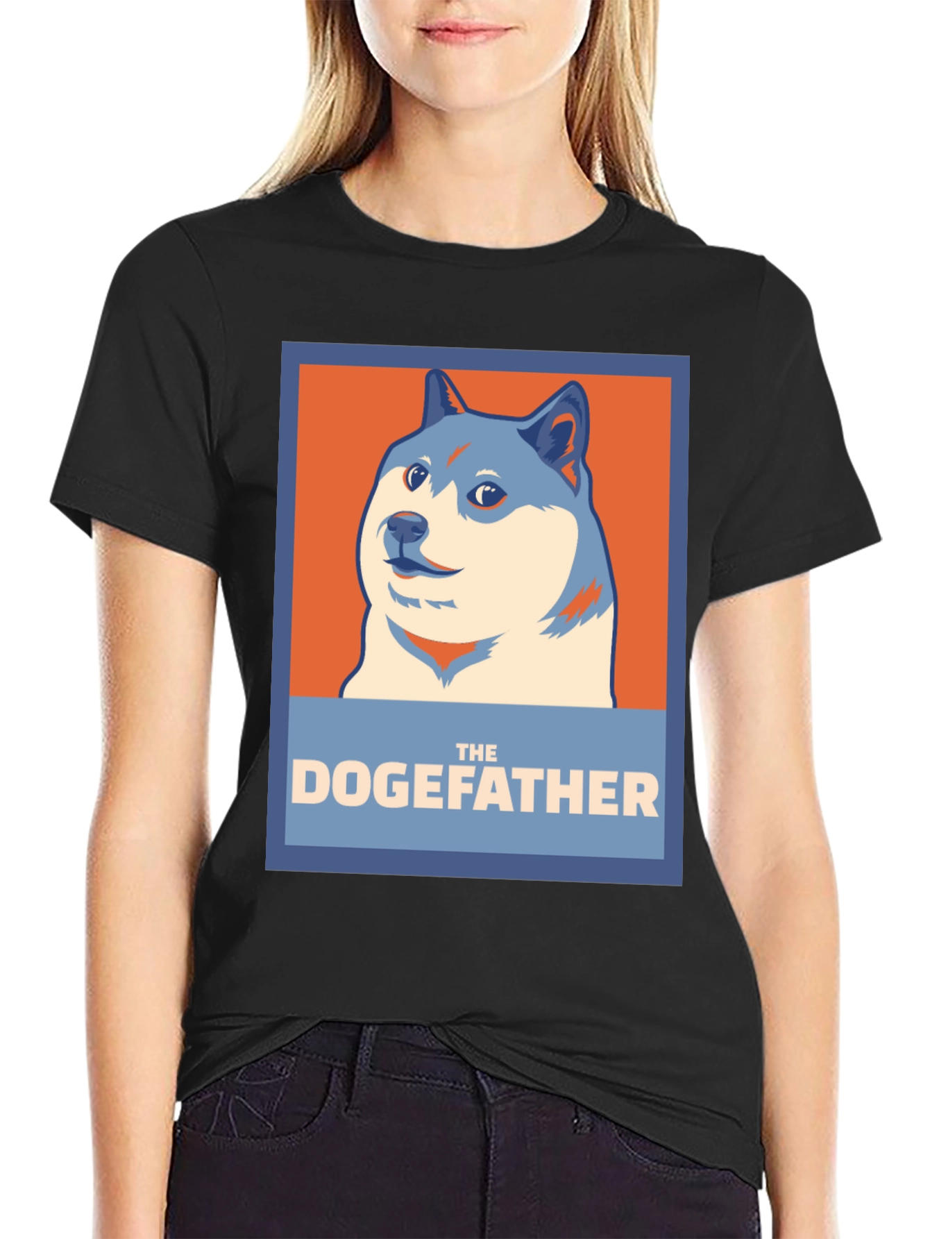 Black The Dogefather T-Shirt - Meme Humor Graphic Tee view 2
