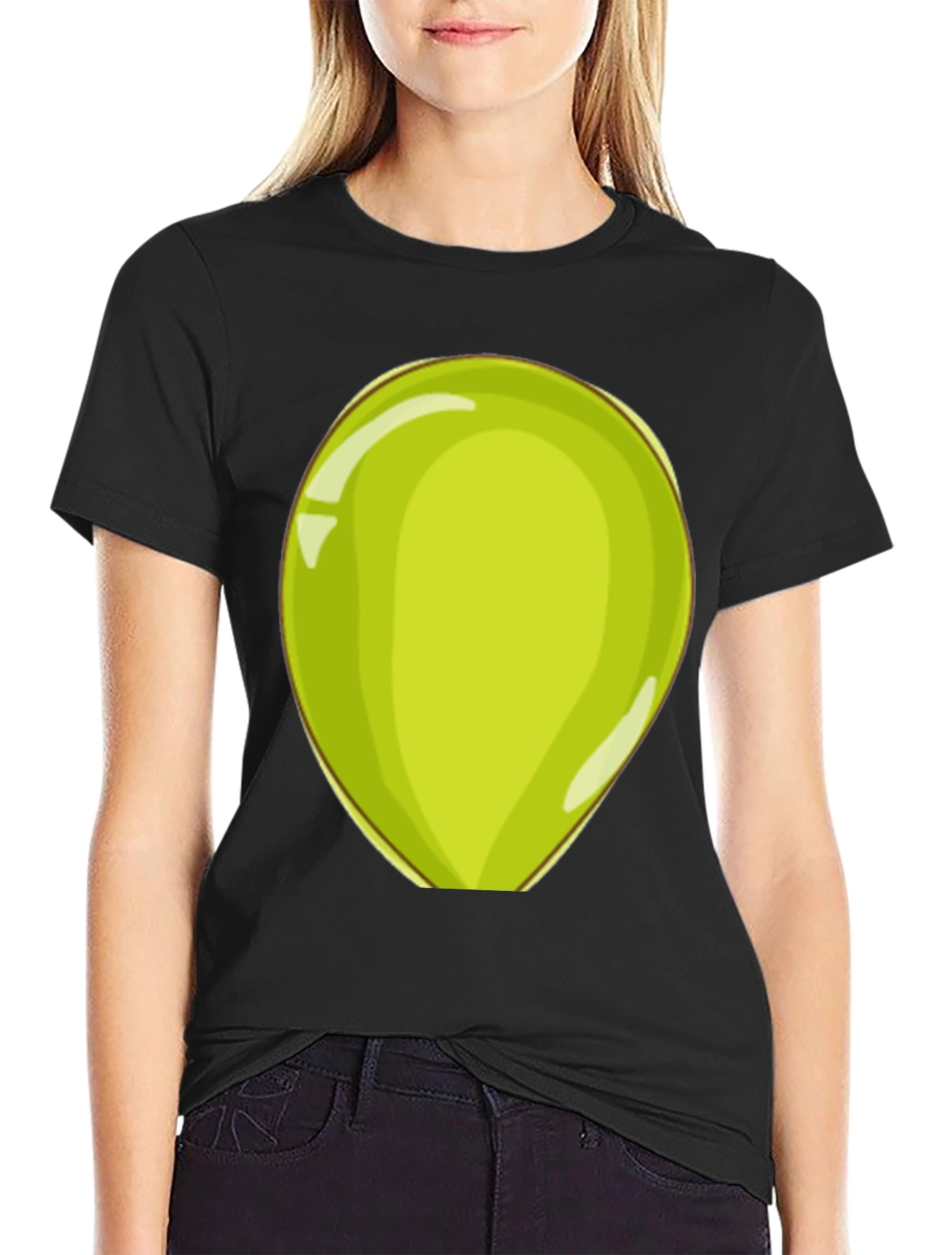 Black Fun Cartoon Green Egg Men's T-Shirt view 2