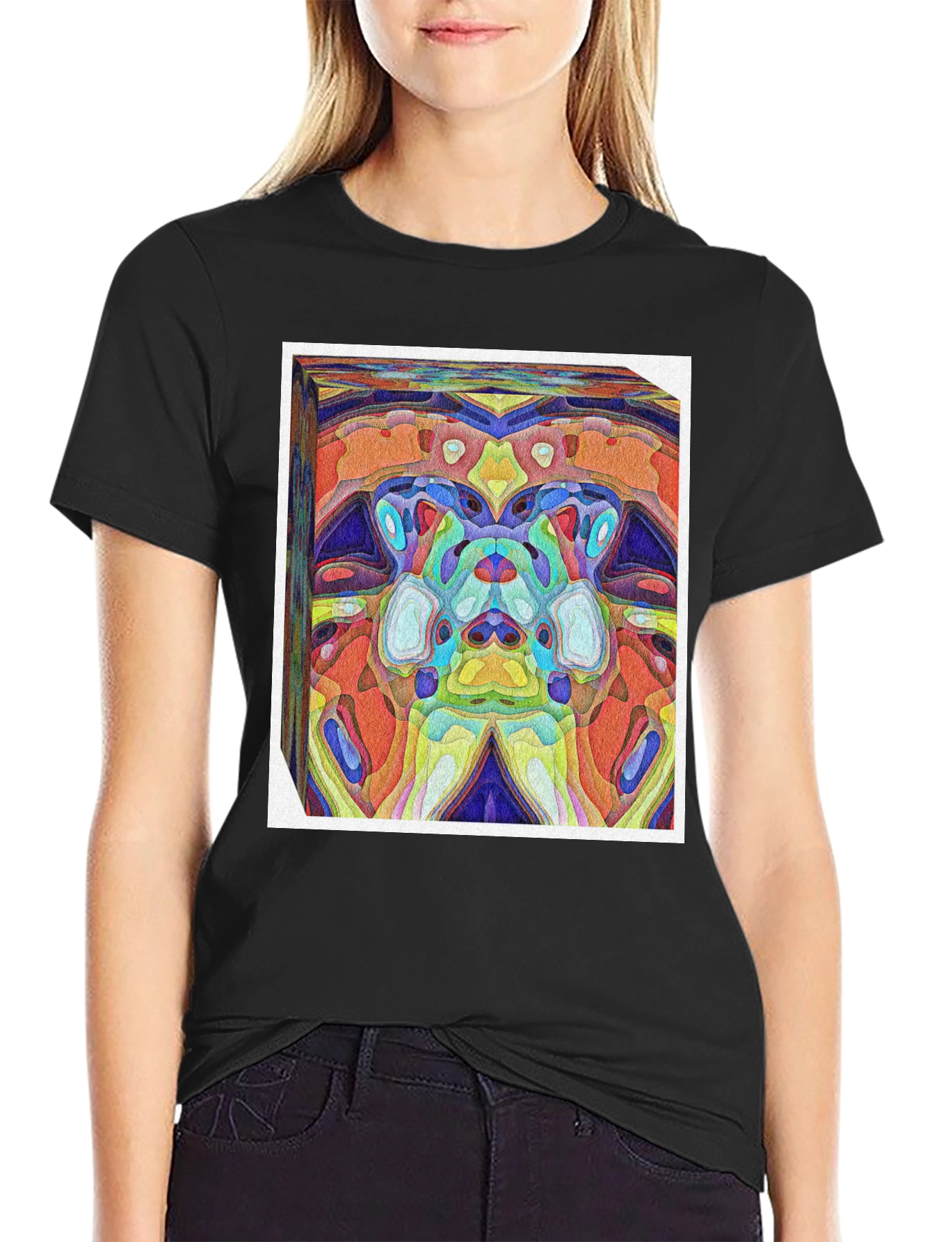 Black Abstract Art Print Tee - Vivid & Unique Design view 2